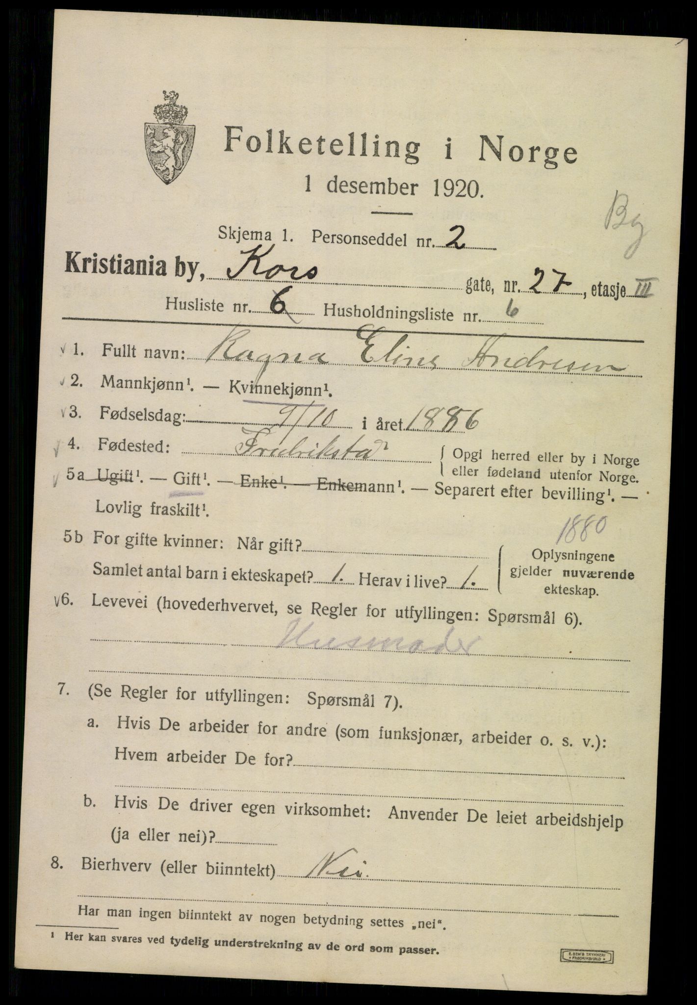SAO, 1920 census for Kristiania, 1920, p. 350469