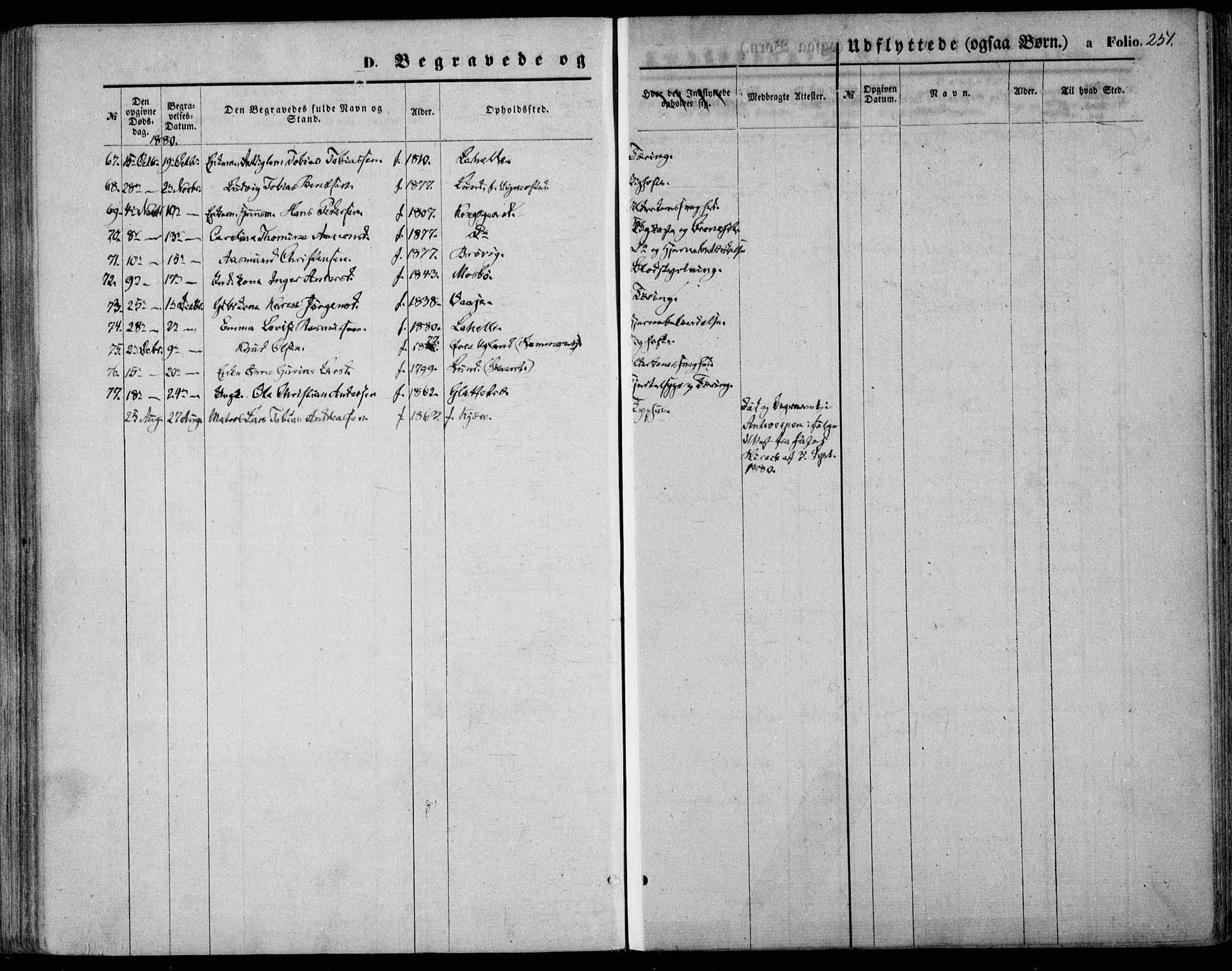 Oddernes sokneprestkontor, AV/SAK-1111-0033/F/Fa/Faa/L0008: Parish register (official) no. A 8, 1864-1880, p. 251