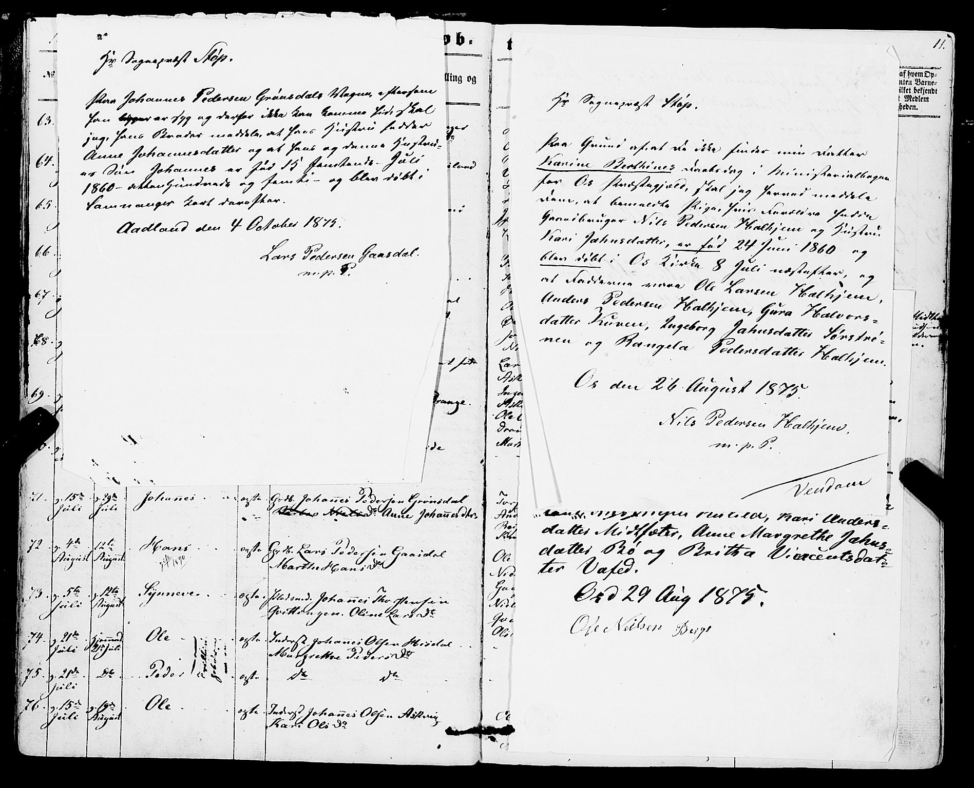 Os sokneprestembete, SAB/A-99929: Parish register (official) no. A 17, 1860-1873, p. 11