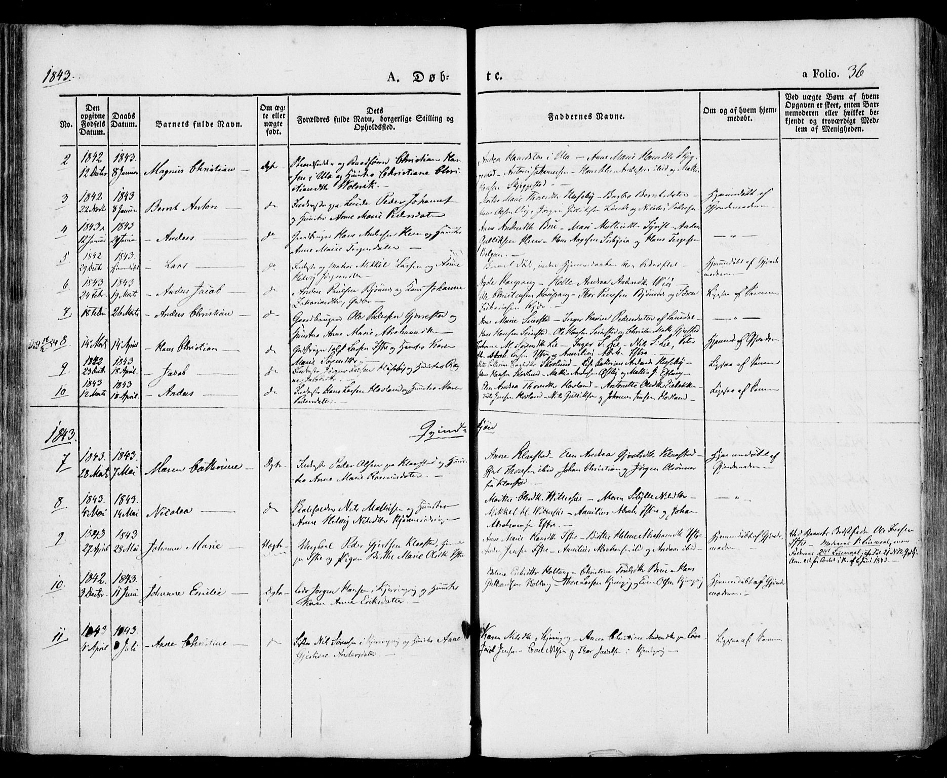 Tjølling kirkebøker, SAKO/A-60/F/Fa/L0006: Parish register (official) no. 6, 1835-1859, p. 36