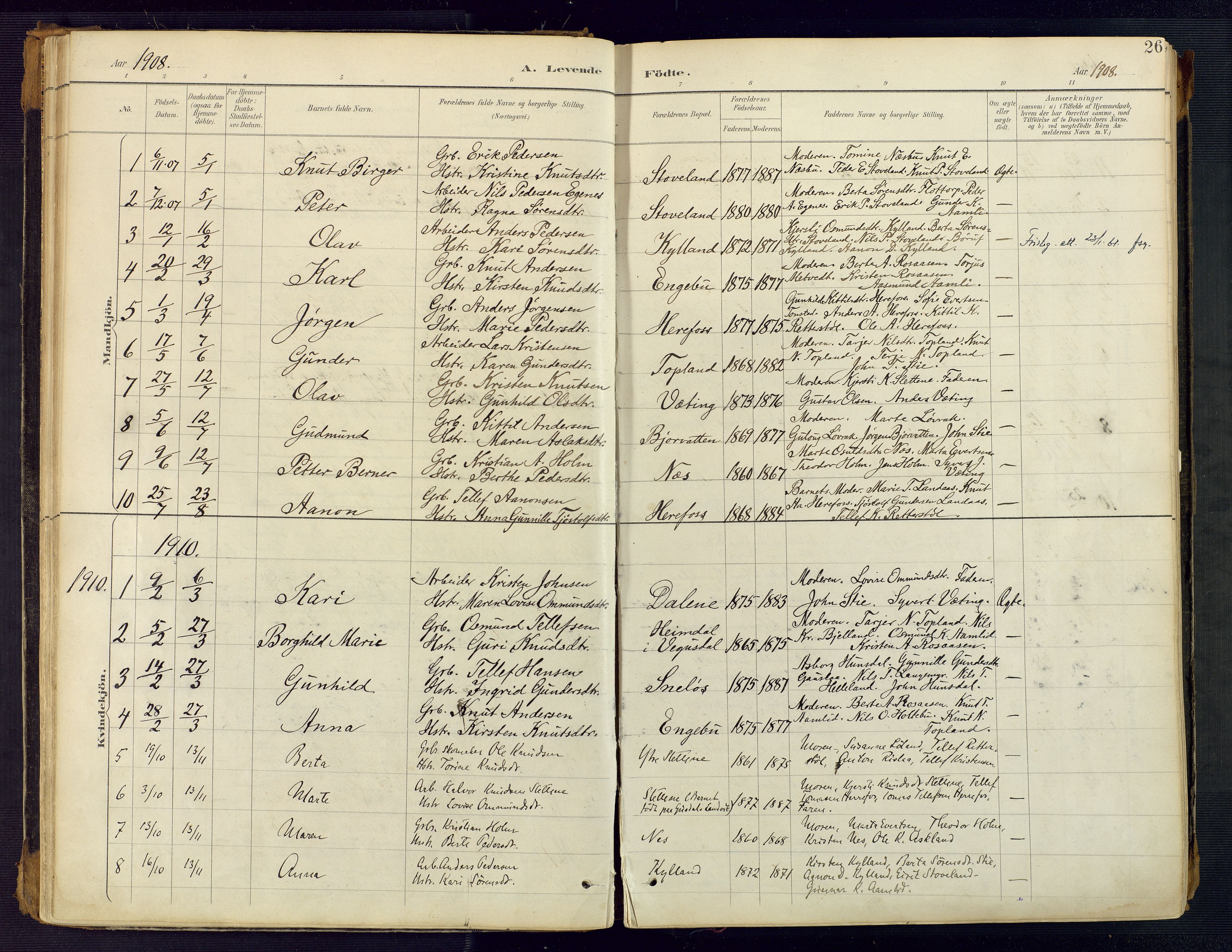 Herefoss sokneprestkontor, AV/SAK-1111-0019/F/Fa/Faa/L0003: Parish register (official) no. A 3, 1887-1930, p. 26