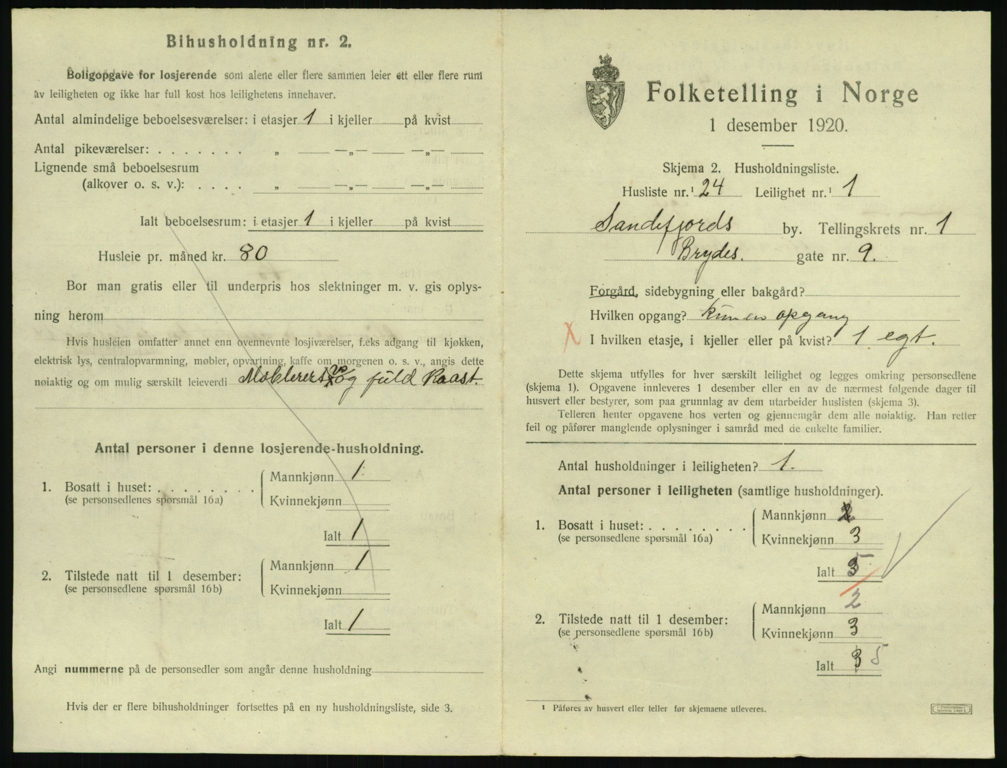 SAKO, 1920 census for Sandefjord, 1920, p. 1358