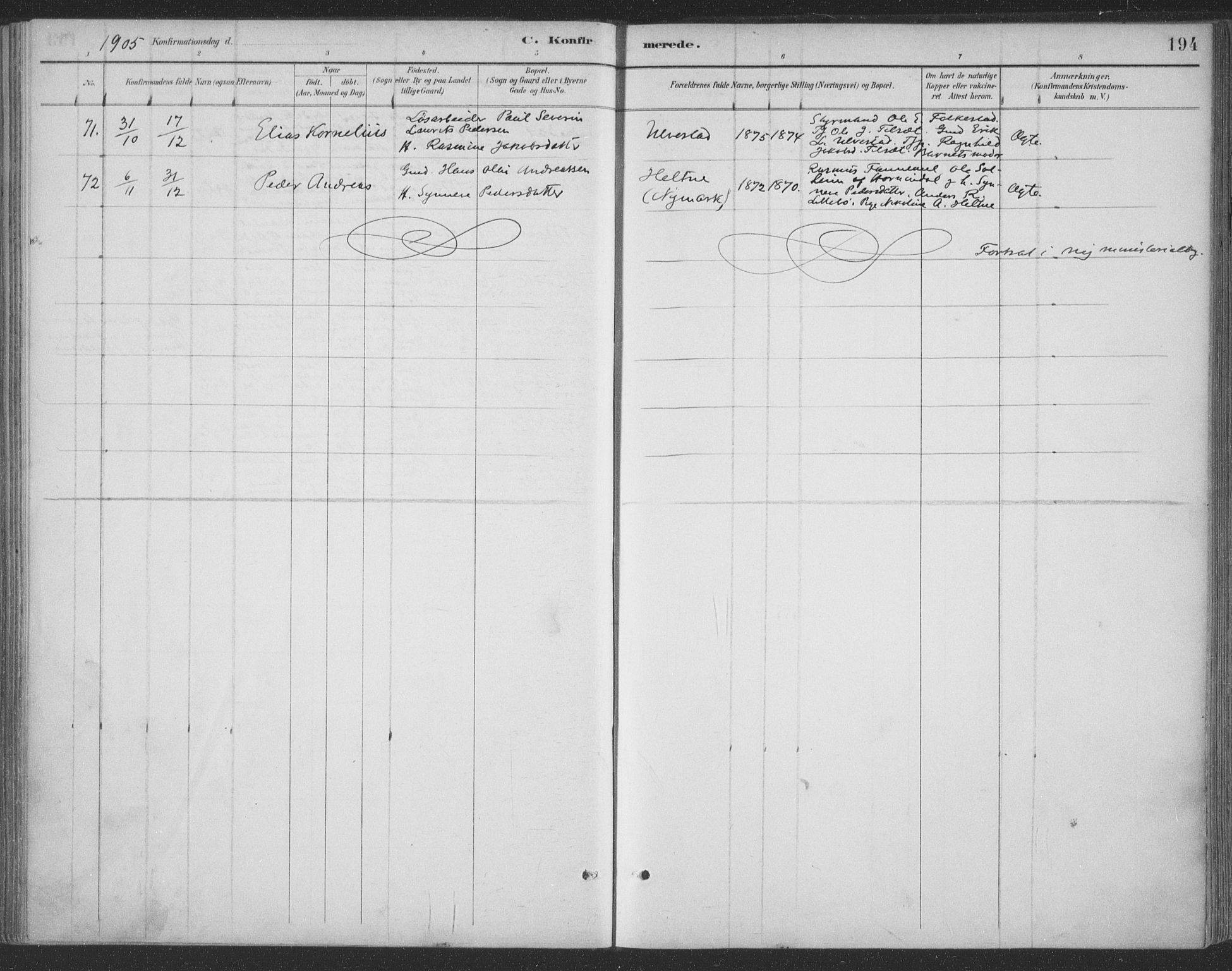 Ministerialprotokoller, klokkerbøker og fødselsregistre - Møre og Romsdal, AV/SAT-A-1454/511/L0142: Parish register (official) no. 511A09, 1891-1905, p. 194