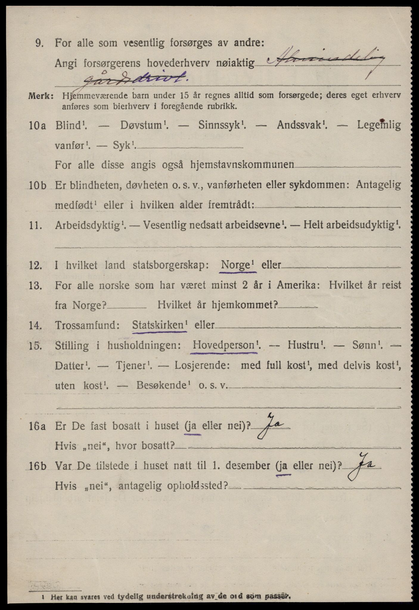 SAT, 1920 census for Vestnes, 1920, p. 6492