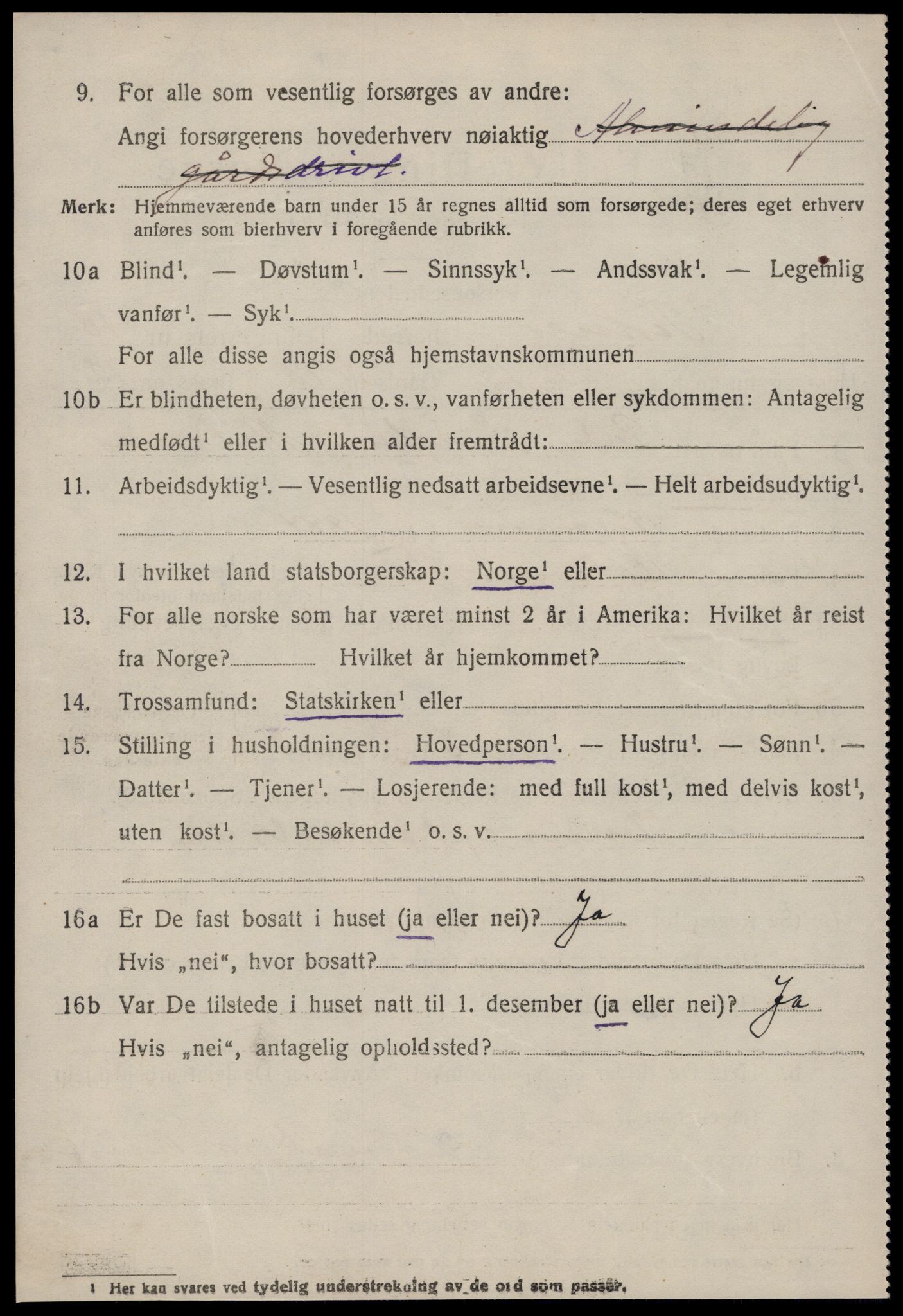 SAT, 1920 census for Vestnes, 1920, p. 6492