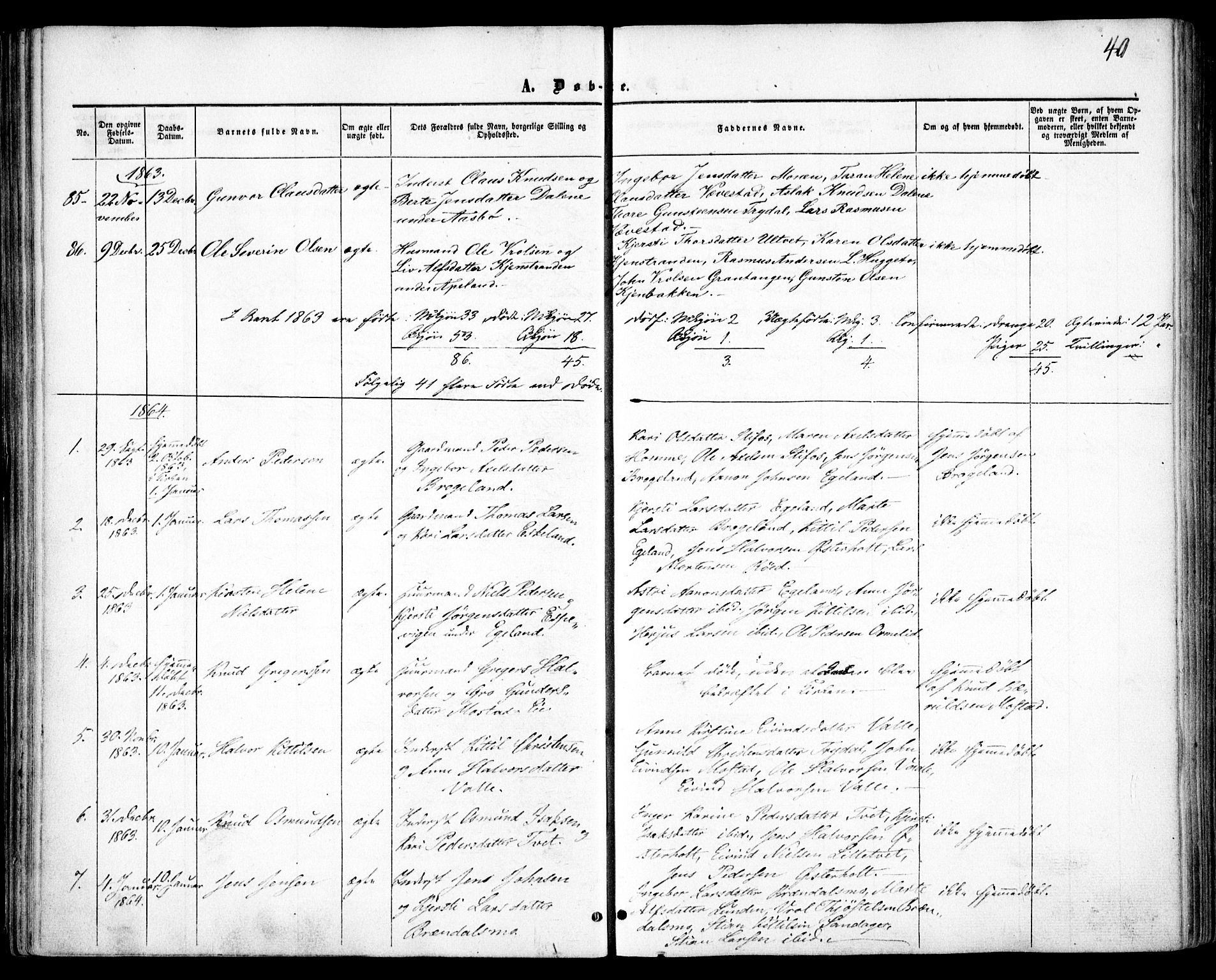 Gjerstad sokneprestkontor, AV/SAK-1111-0014/F/Fa/Faa/L0007: Parish register (official) no. A 7, 1858-1875, p. 40