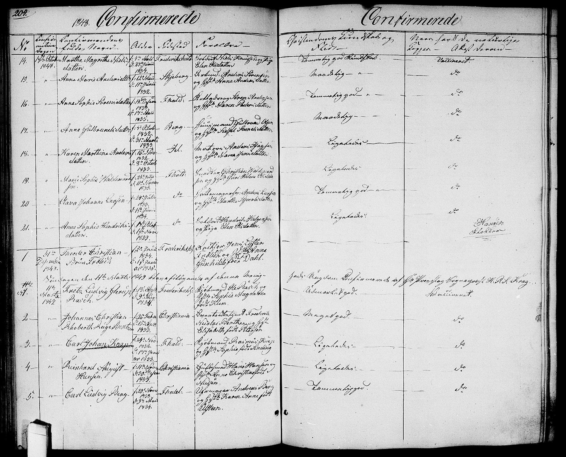 Halden prestekontor Kirkebøker, SAO/A-10909/G/Ga/L0004: Parish register (copy) no. 4, 1845-1854, p. 204