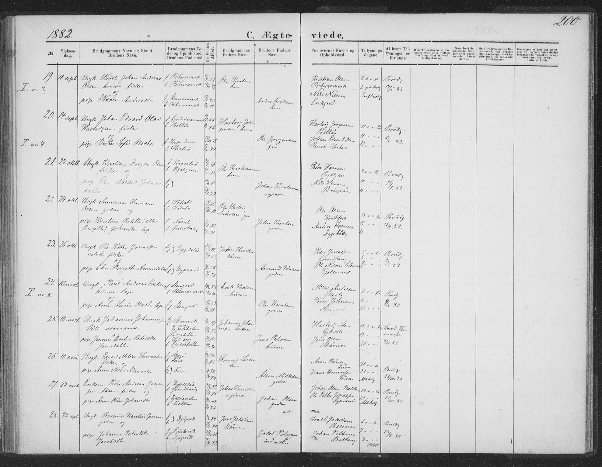 Ministerialprotokoller, klokkerbøker og fødselsregistre - Nordland, AV/SAT-A-1459/863/L0913: Parish register (copy) no. 863C03, 1877-1885, p. 200