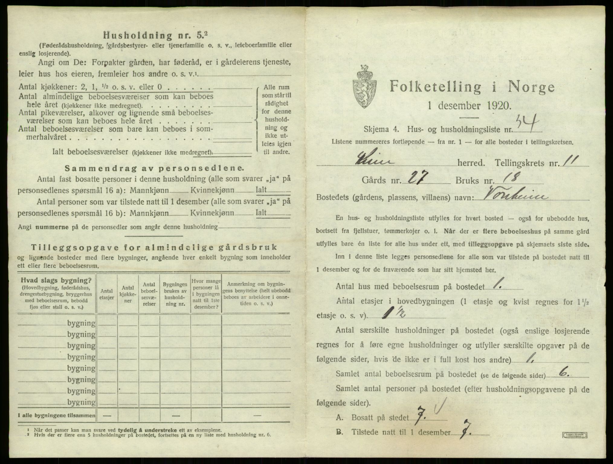 SAB, 1920 census for Kinn, 1920, p. 514