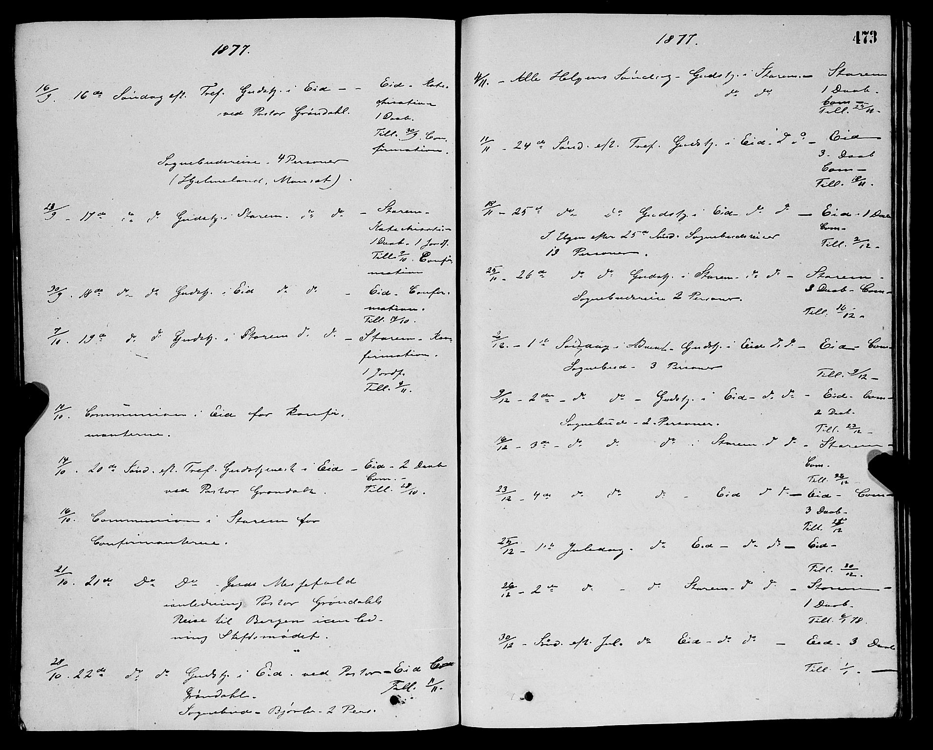 Eid sokneprestembete, AV/SAB-A-82301/H/Haa/Haaa/L0010: Parish register (official) no. A 10, 1867-1878, p. 473