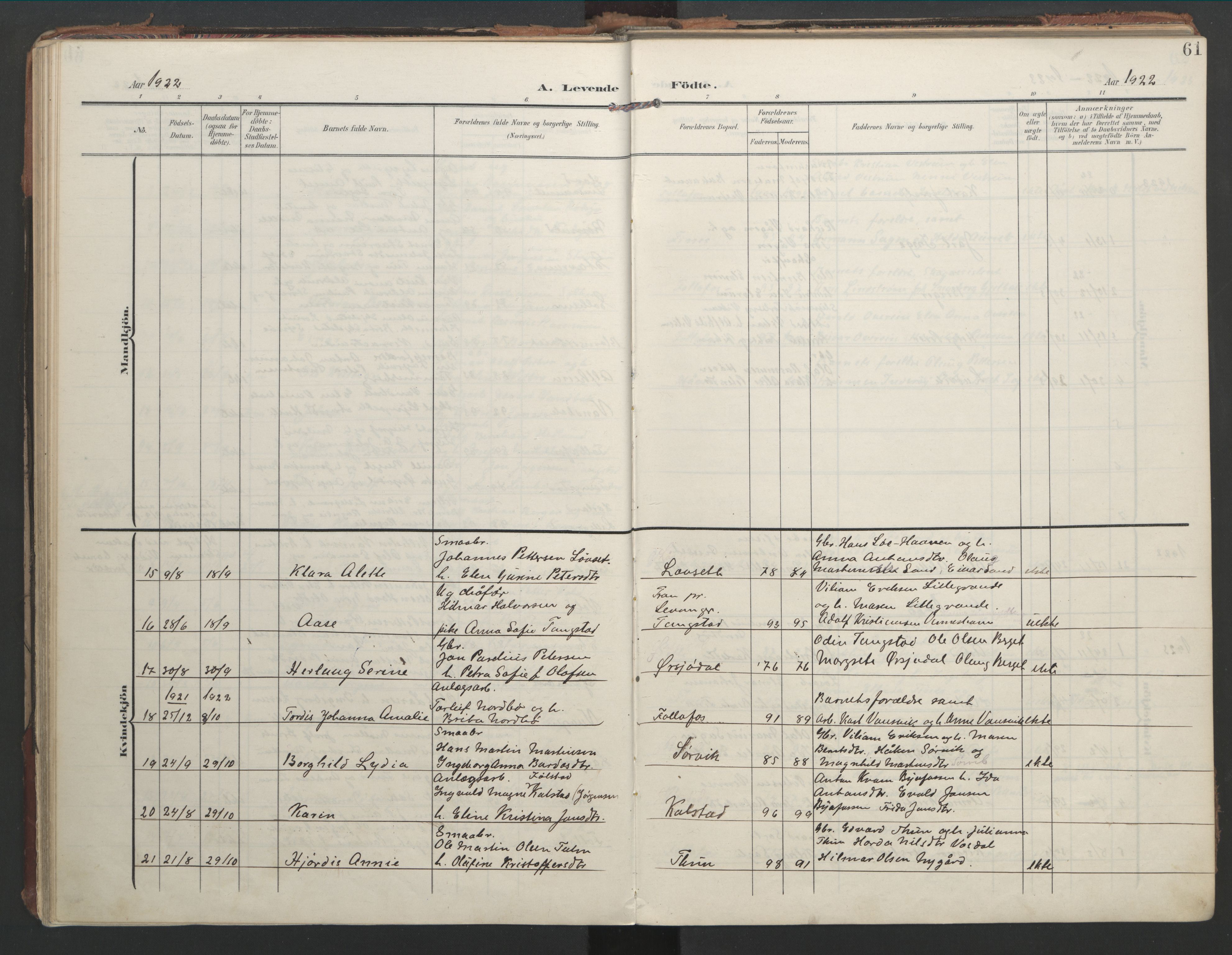Ministerialprotokoller, klokkerbøker og fødselsregistre - Nord-Trøndelag, SAT/A-1458/744/L0421: Parish register (official) no. 744A05, 1905-1930, p. 61