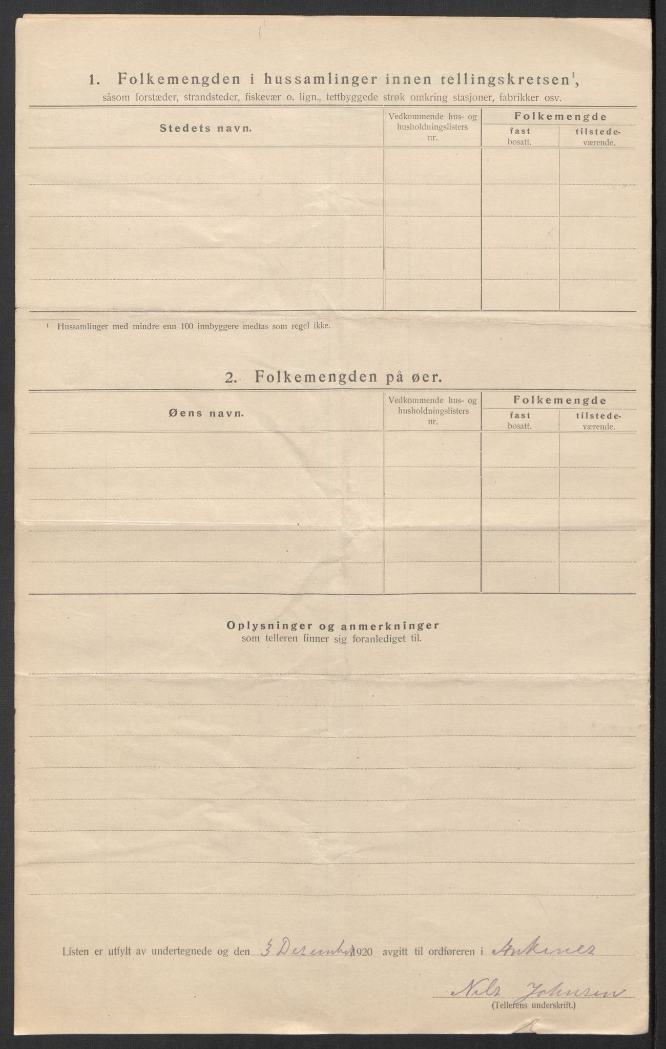 SAT, 1920 census for Ankenes, 1920, p. 39