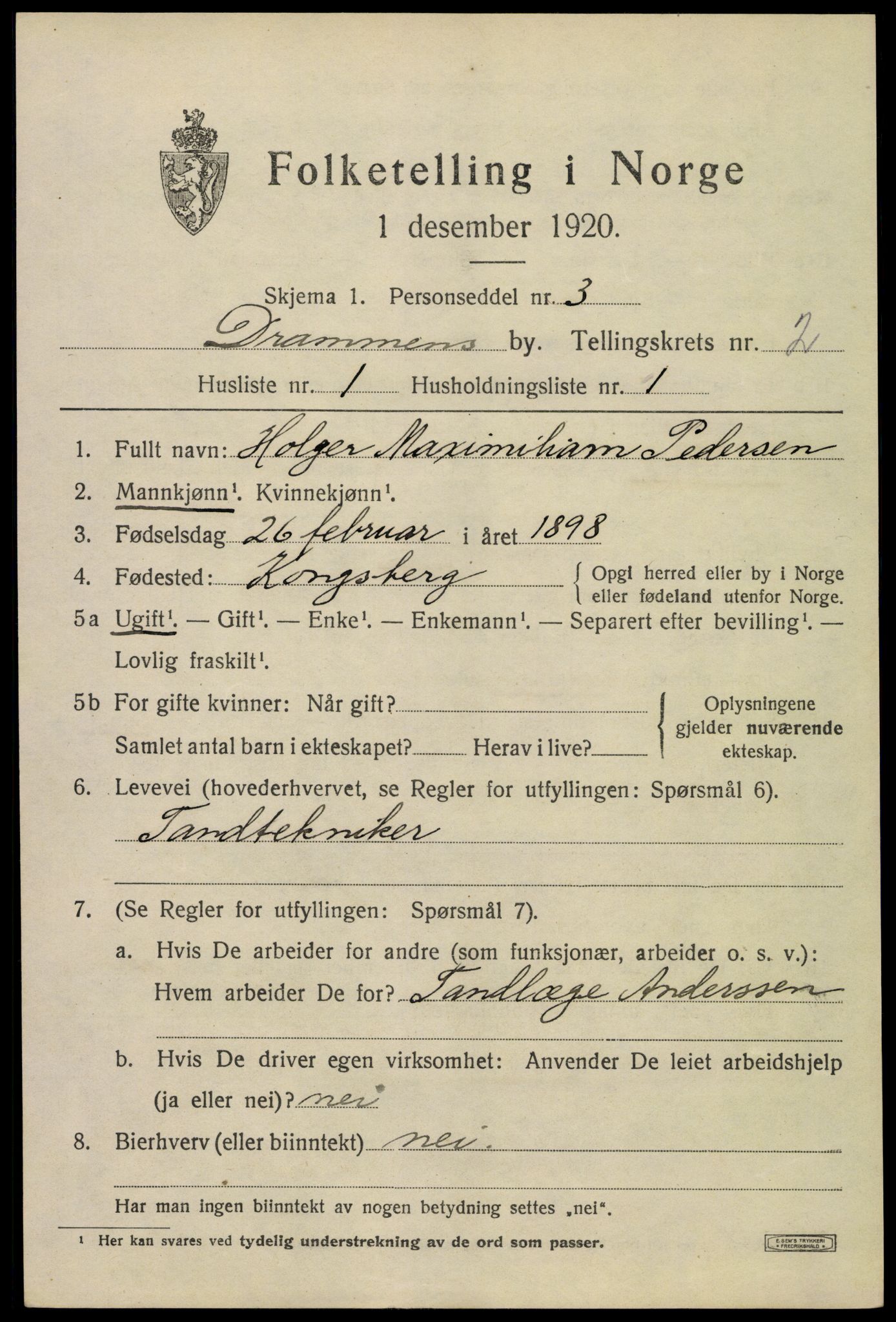 SAKO, 1920 census for Drammen, 1920, p. 24481