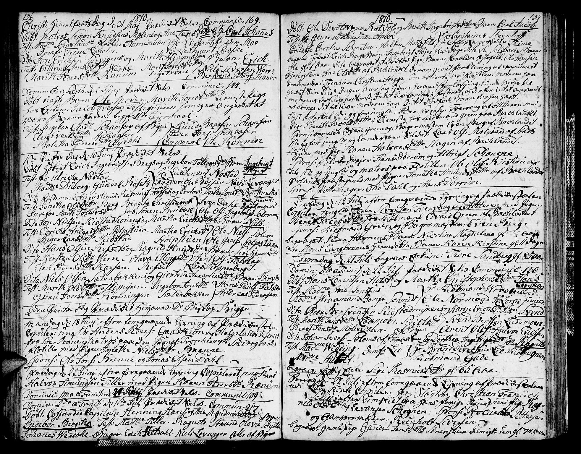 Ministerialprotokoller, klokkerbøker og fødselsregistre - Sør-Trøndelag, AV/SAT-A-1456/604/L0181: Parish register (official) no. 604A02, 1798-1817, p. 136-137
