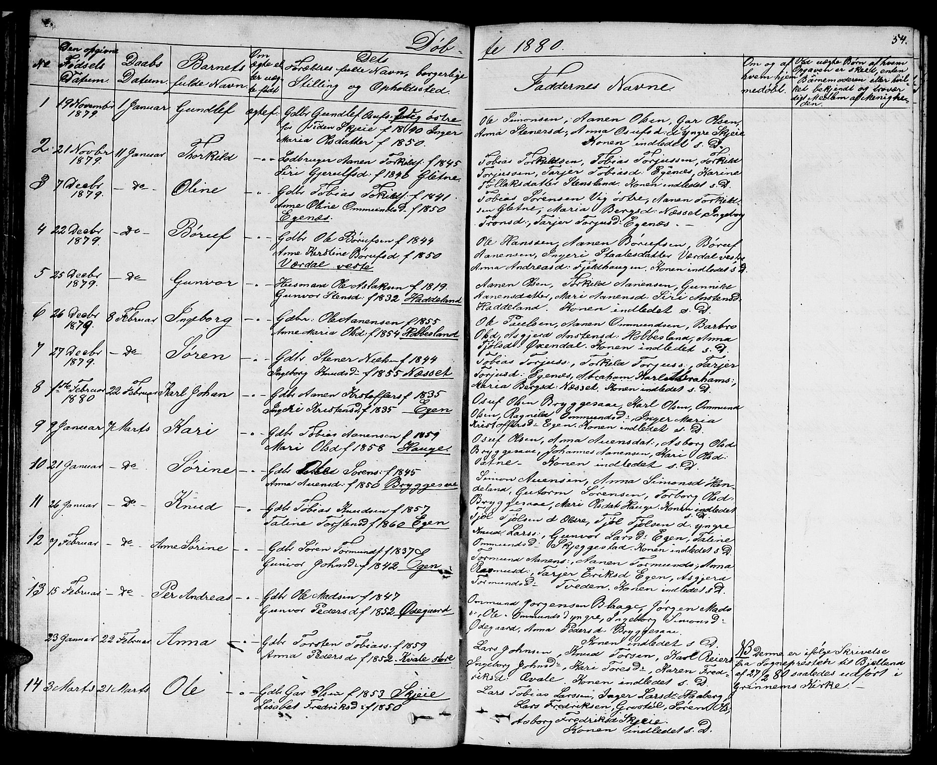 Hægebostad sokneprestkontor, AV/SAK-1111-0024/F/Fb/Fbb/L0002: Parish register (copy) no. B 2, 1851-1886, p. 54