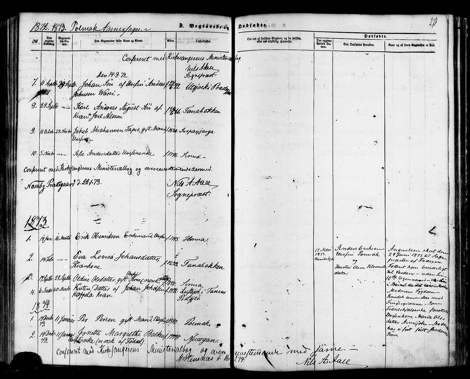 Nesseby sokneprestkontor, SATØ/S-1330/H/Ha/L0003kirke: Parish register (official) no. 3 /2, 1866-1876, p. 271