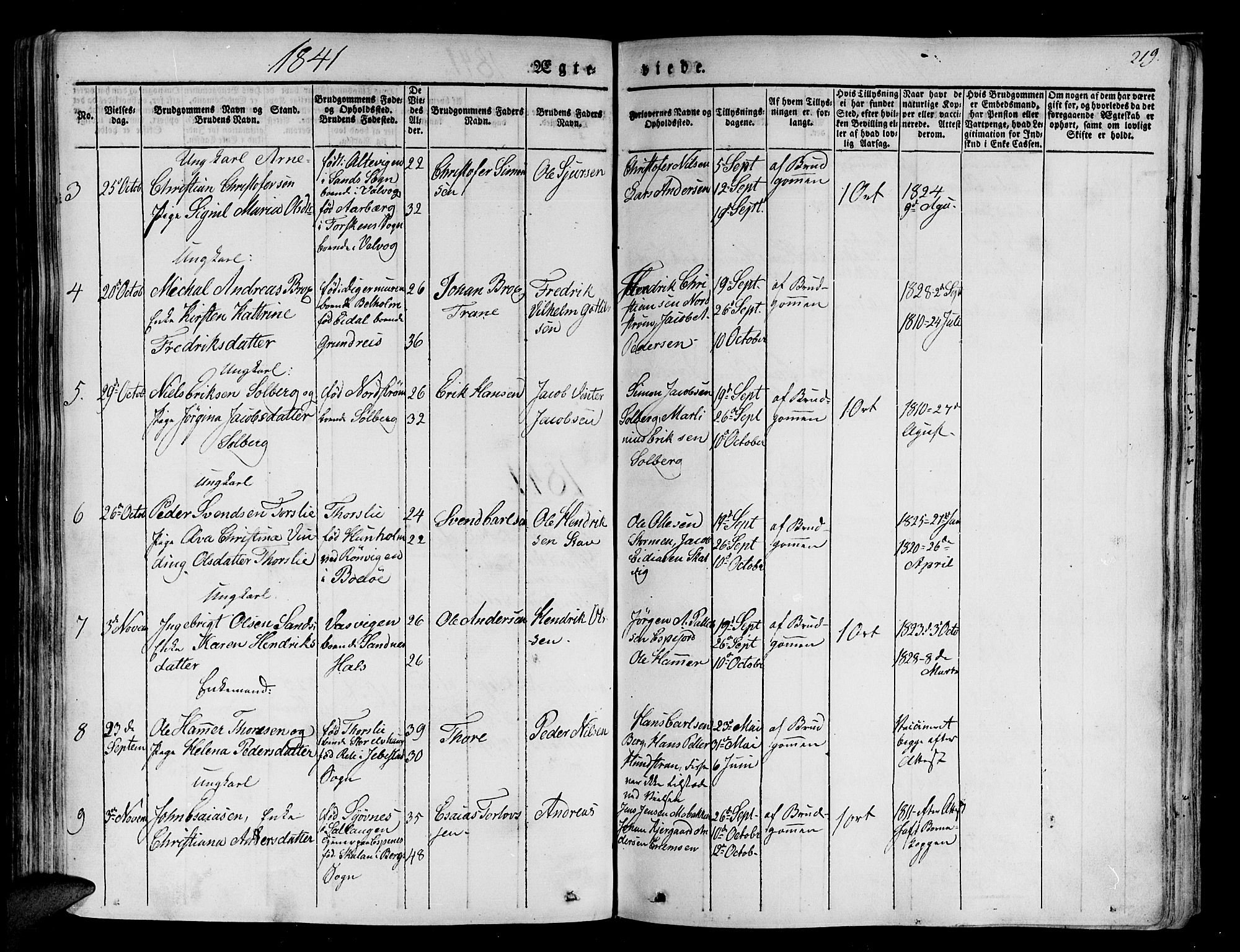 Tranøy sokneprestkontor, SATØ/S-1313/I/Ia/Iaa/L0005kirke: Parish register (official) no. 5, 1829-1844, p. 219