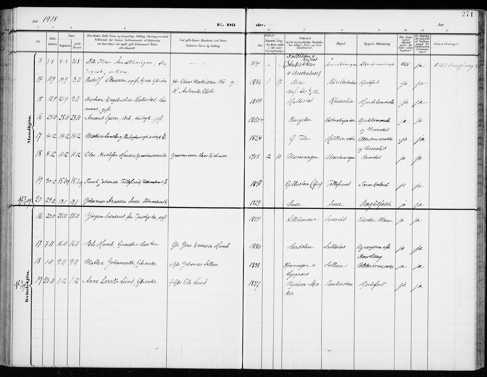 Fåberg prestekontor, SAH/PREST-086/H/Ha/Haa/L0011: Parish register (official) no. 11, 1899-1913, p. 271