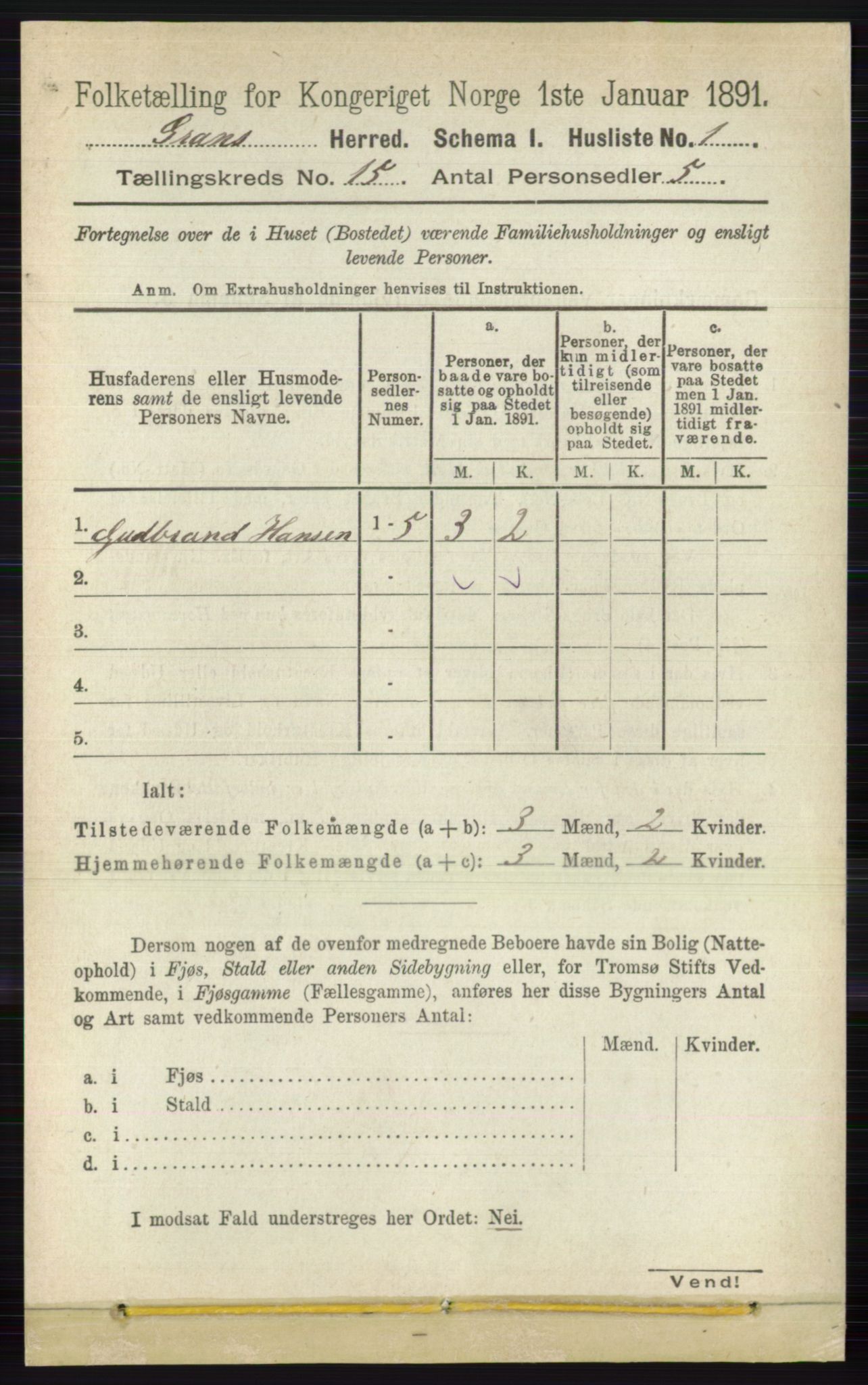 RA, 1891 census for 0534 Gran, 1891, p. 7541