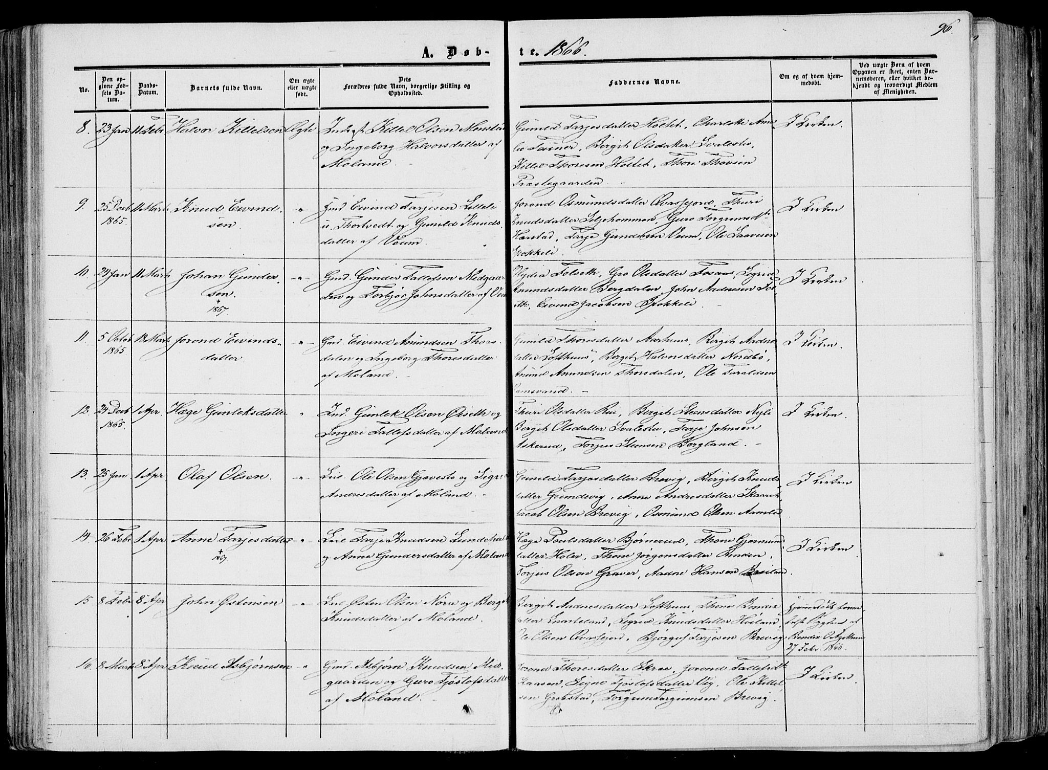 Fyresdal kirkebøker, AV/SAKO-A-263/F/Fa/L0005: Parish register (official) no. I 5, 1855-1871, p. 96