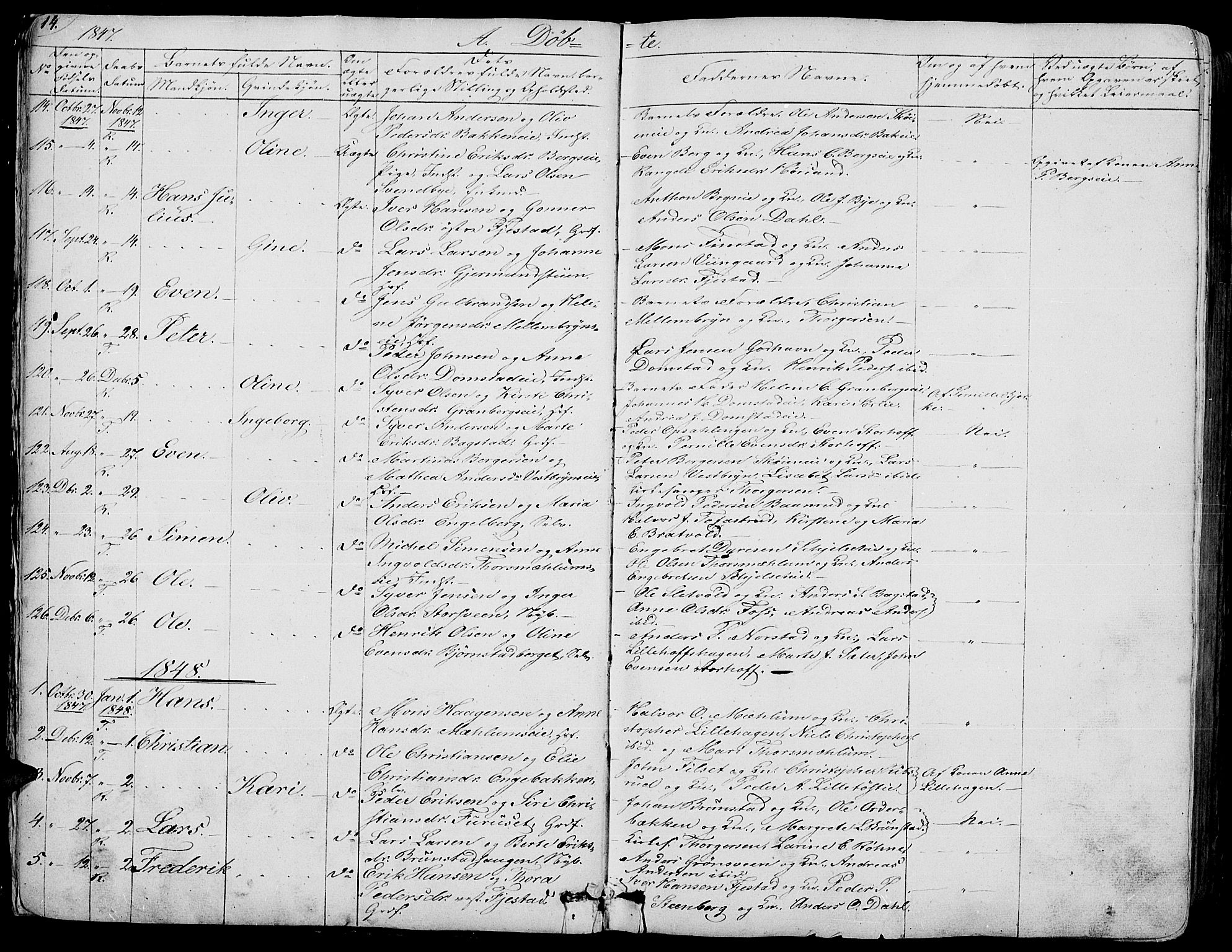 Romedal prestekontor, SAH/PREST-004/L/L0009: Parish register (copy) no. 9, 1846-1866, p. 14