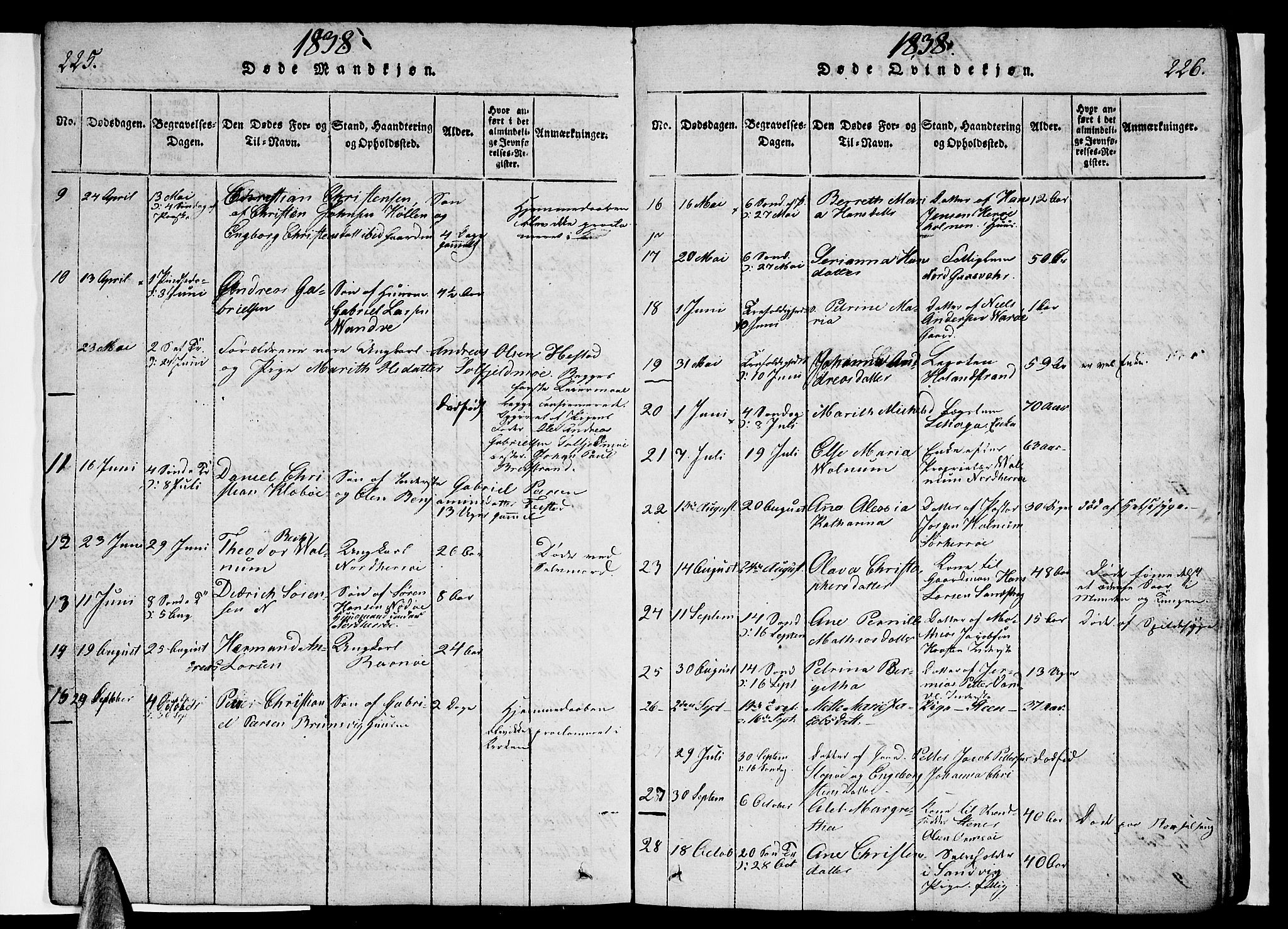 Ministerialprotokoller, klokkerbøker og fødselsregistre - Nordland, AV/SAT-A-1459/834/L0510: Parish register (copy) no. 834C01, 1820-1847, p. 225-226