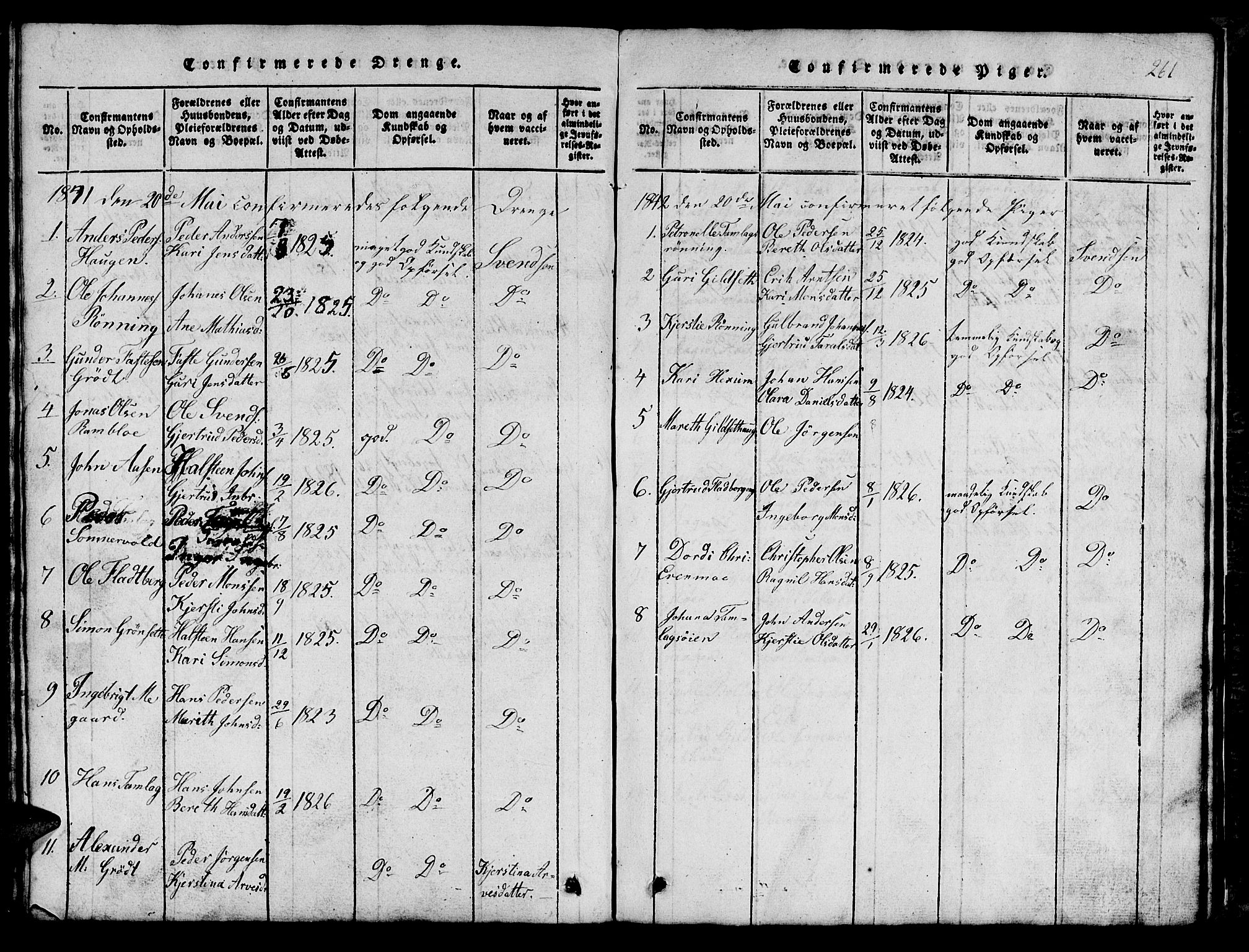 Ministerialprotokoller, klokkerbøker og fødselsregistre - Sør-Trøndelag, AV/SAT-A-1456/685/L0976: Parish register (copy) no. 685C01, 1817-1878, p. 261