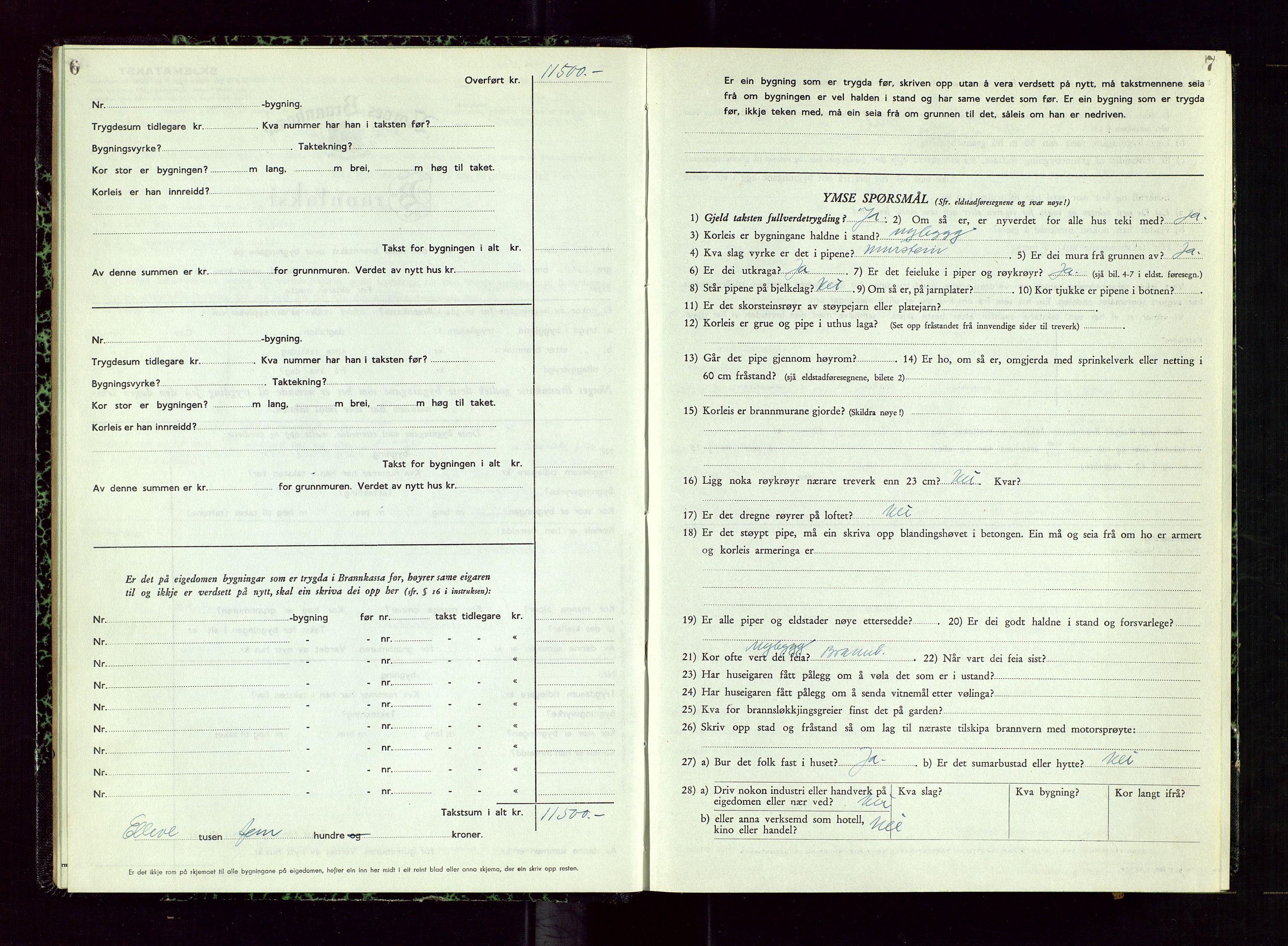 Time lensmannskontor, SAST/A-100420/Gob/L0003: "Branntakstprotokoll", 1952-1954, p. 6-7