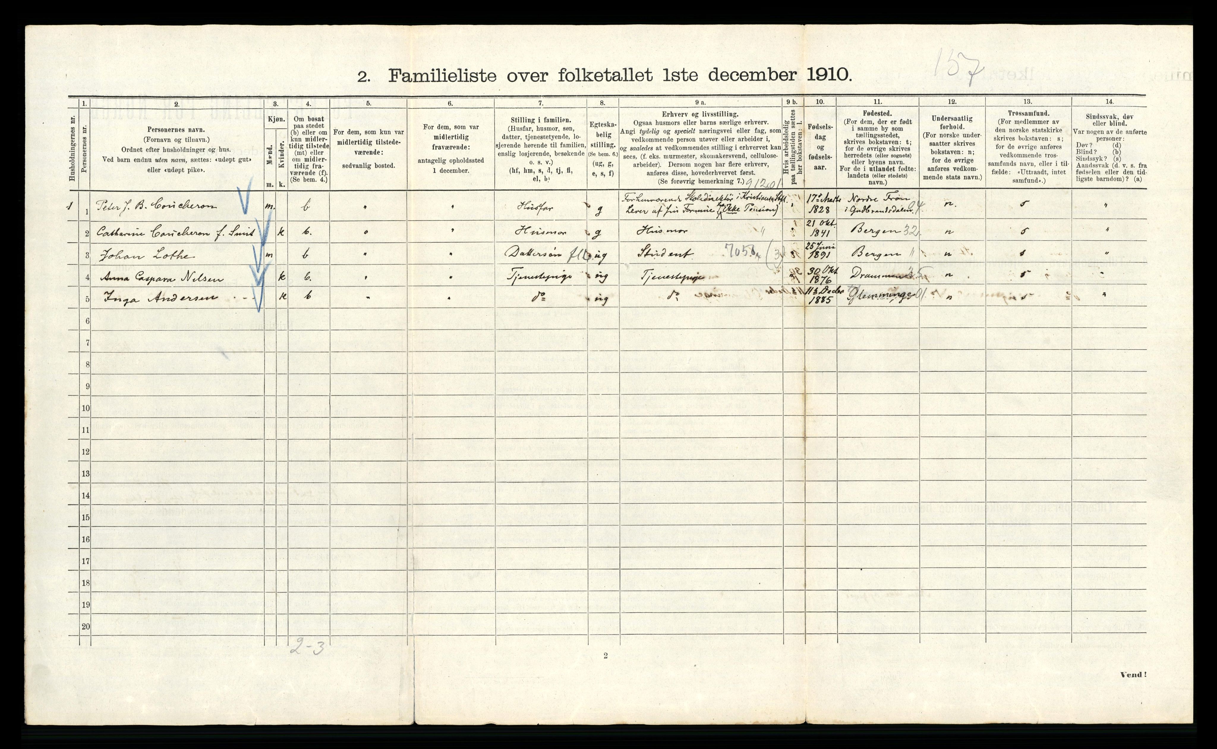 RA, 1910 census for Kristiania, 1910, p. 104620