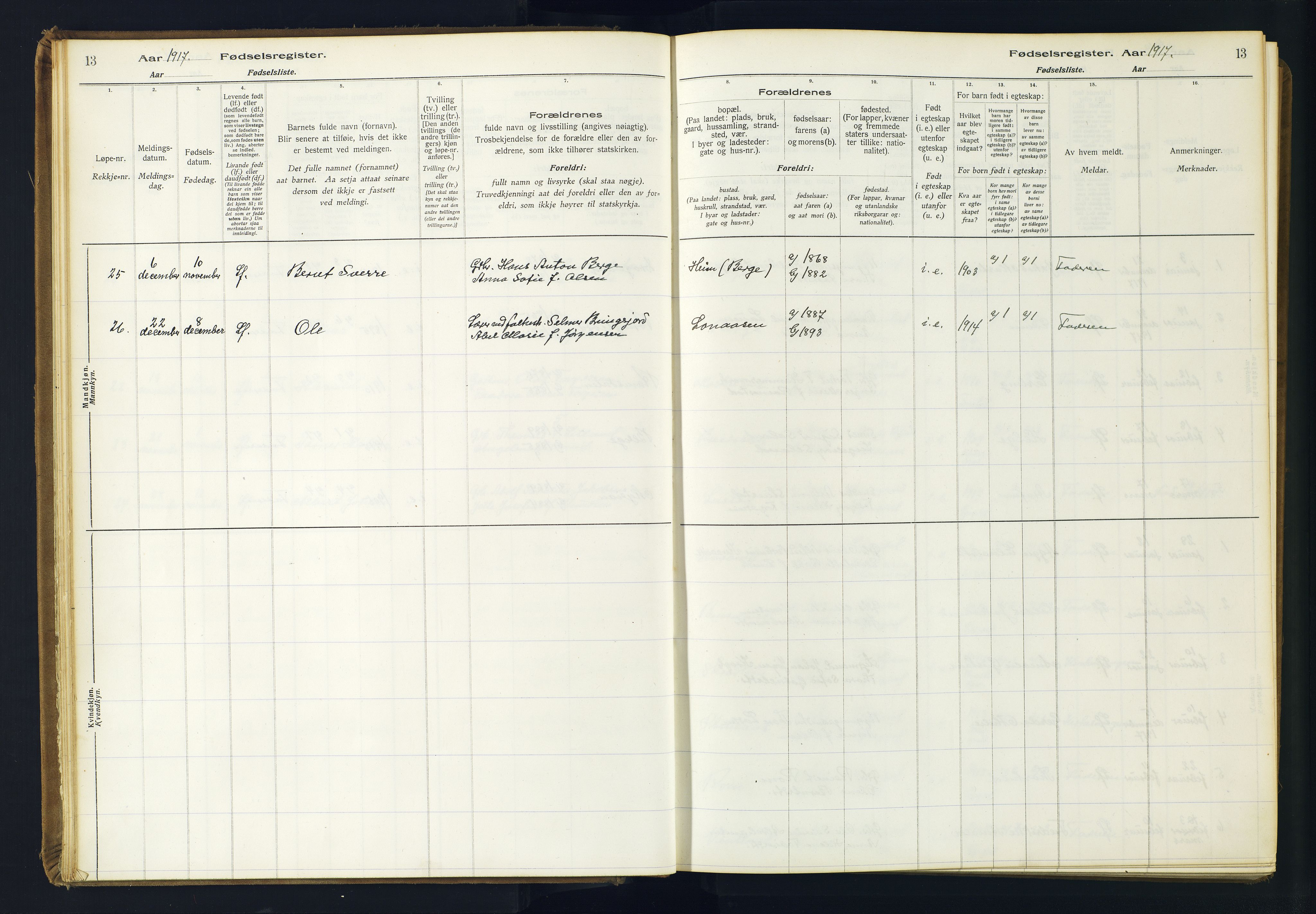 Lyngdal sokneprestkontor, AV/SAK-1111-0029/J/Ja/L0001: Birth register no. A-VI-26, 1916-1951, p. 13