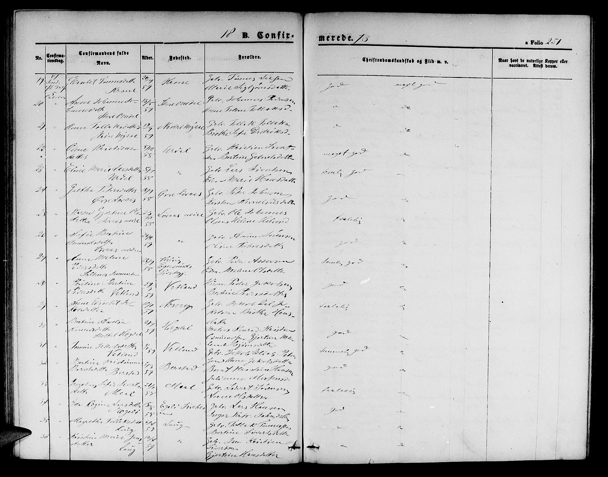 Sokndal sokneprestkontor, SAST/A-101808: Parish register (copy) no. B 3, 1865-1879, p. 251
