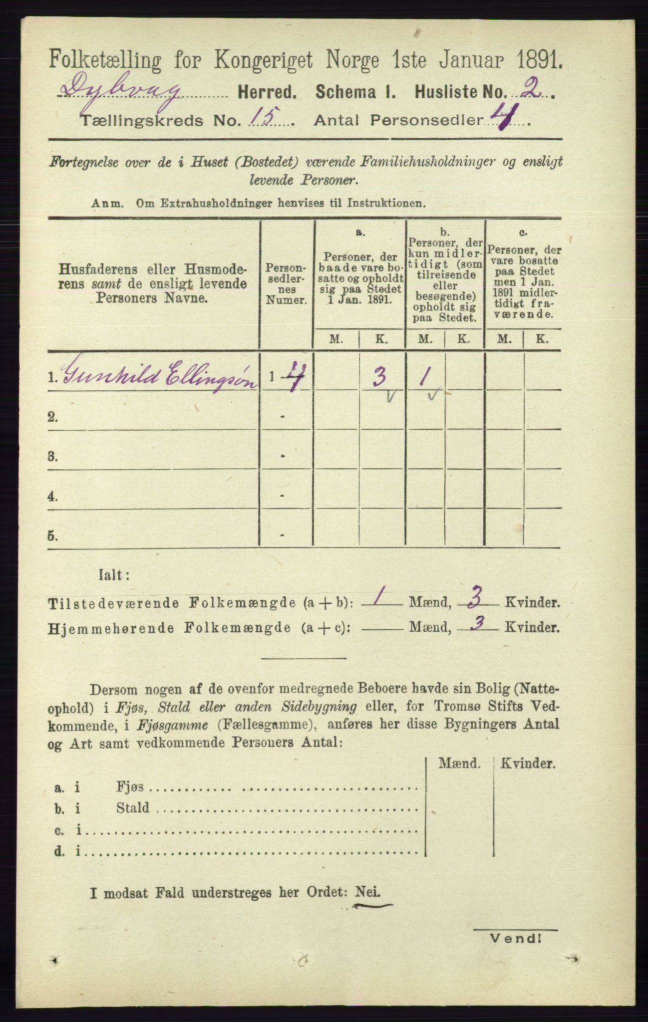 RA, 1891 census for 0915 Dypvåg, 1891, p. 6091