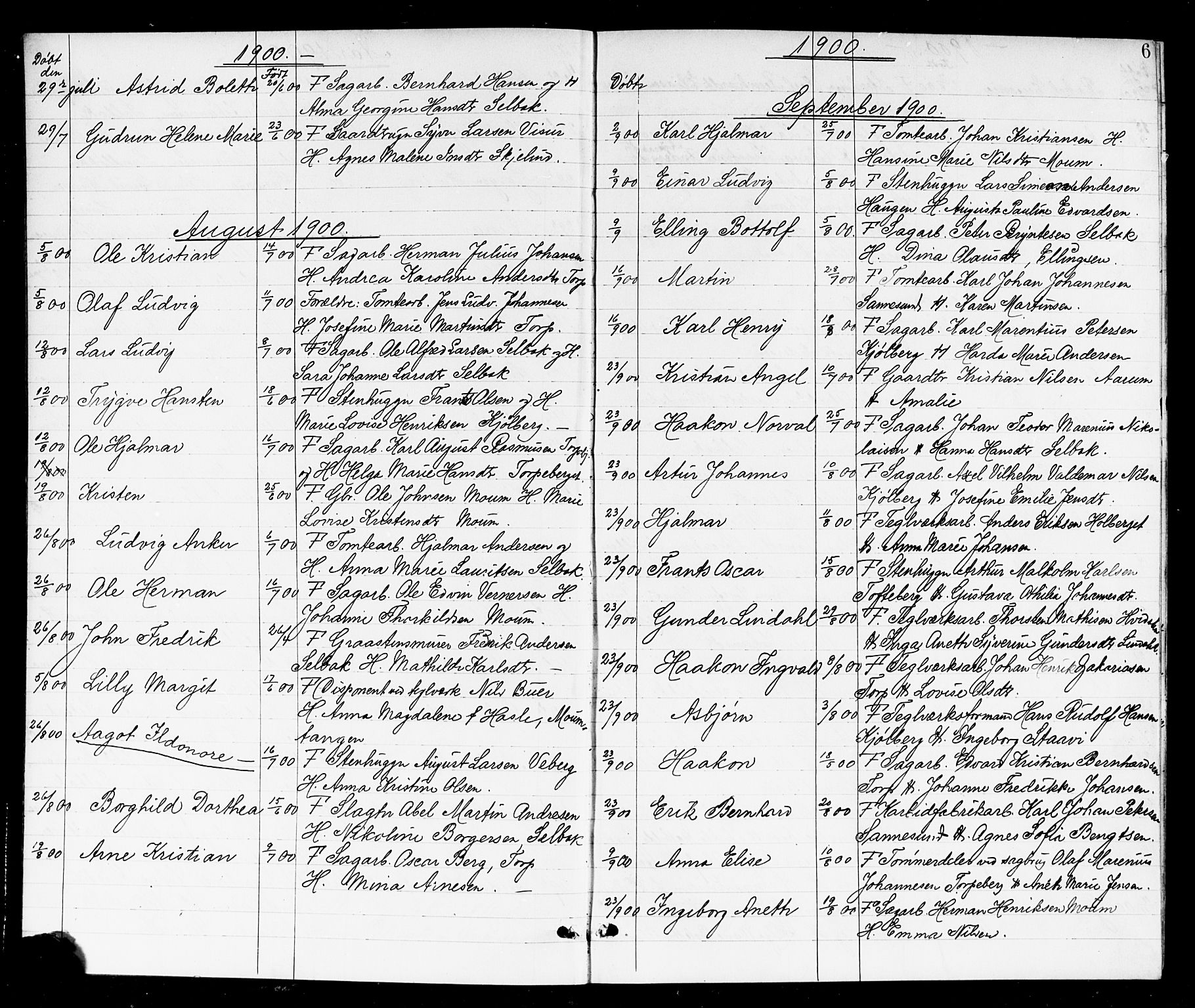 Borge prestekontor Kirkebøker, AV/SAO-A-10903/G/Ga/L0002: Parish register (copy) no. I 2, 1875-1923, p. 6