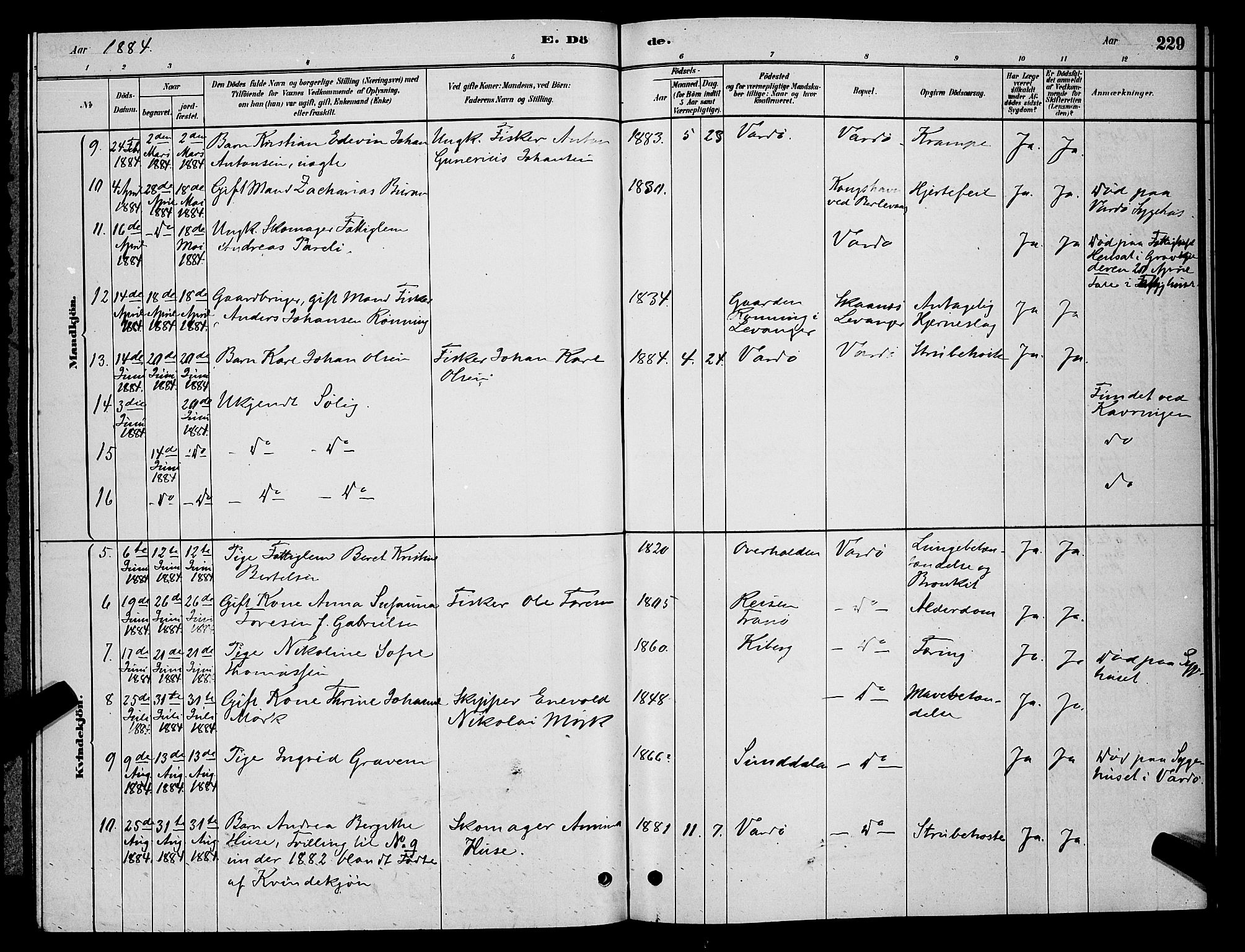 Vardø sokneprestkontor, AV/SATØ-S-1332/H/Hb/L0004klokker: Parish register (copy) no. 4, 1879-1887, p. 229