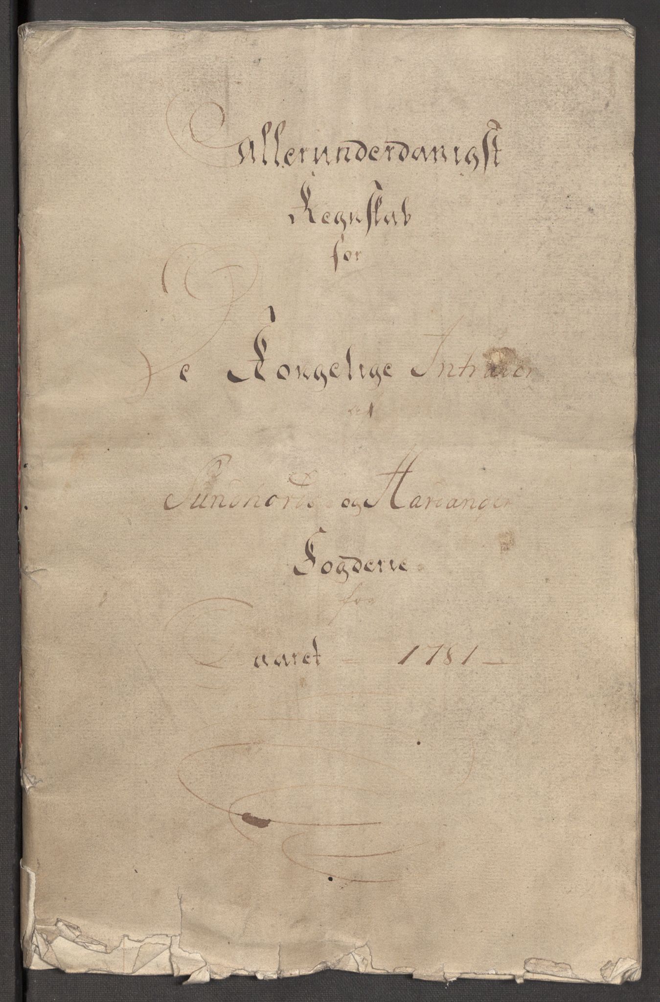 Rentekammeret inntil 1814, Reviderte regnskaper, Fogderegnskap, RA/EA-4092/R48/L3097: Fogderegnskap Sunnhordland og Hardanger, 1781, p. 4
