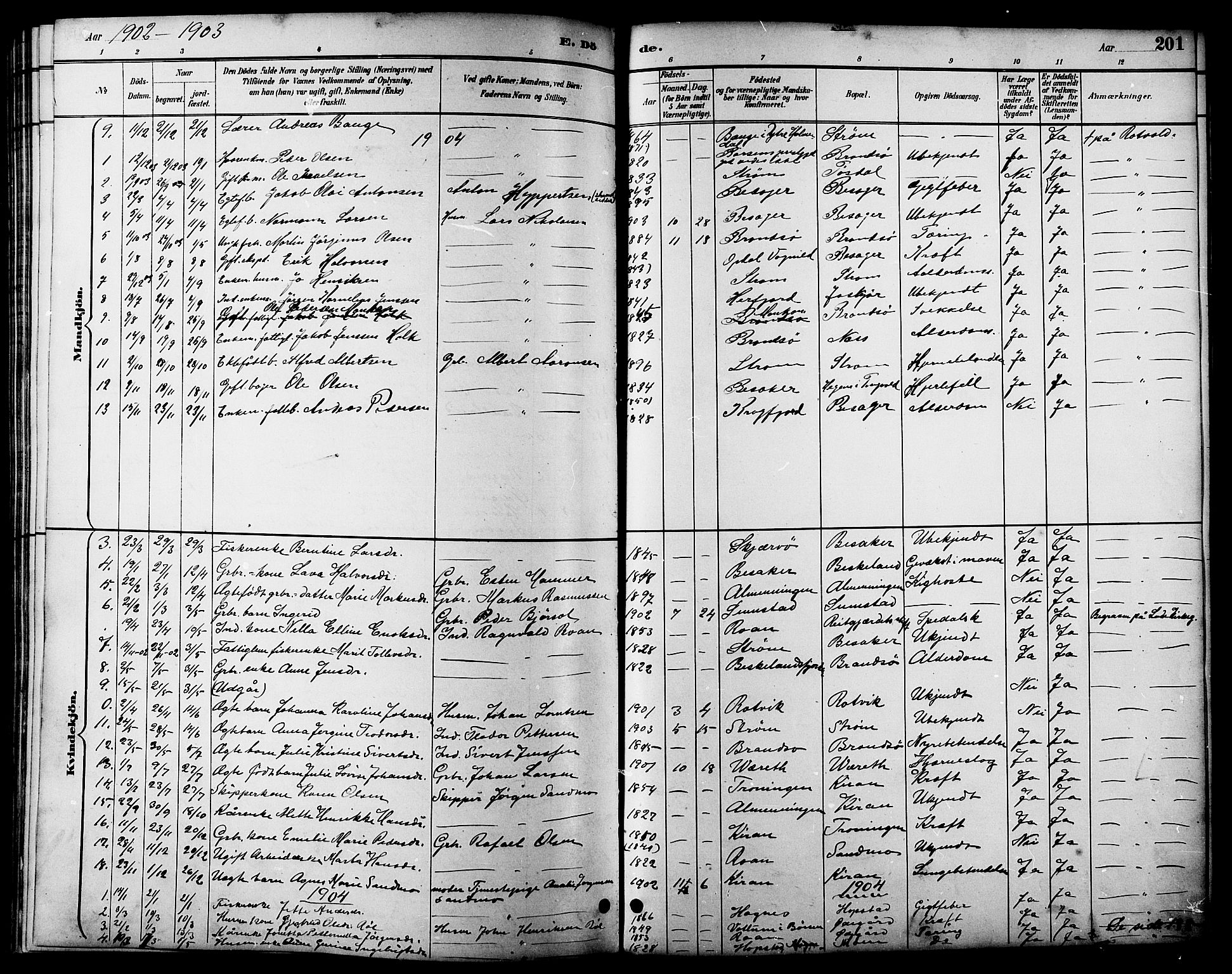 Ministerialprotokoller, klokkerbøker og fødselsregistre - Sør-Trøndelag, SAT/A-1456/657/L0716: Parish register (copy) no. 657C03, 1889-1904, p. 201