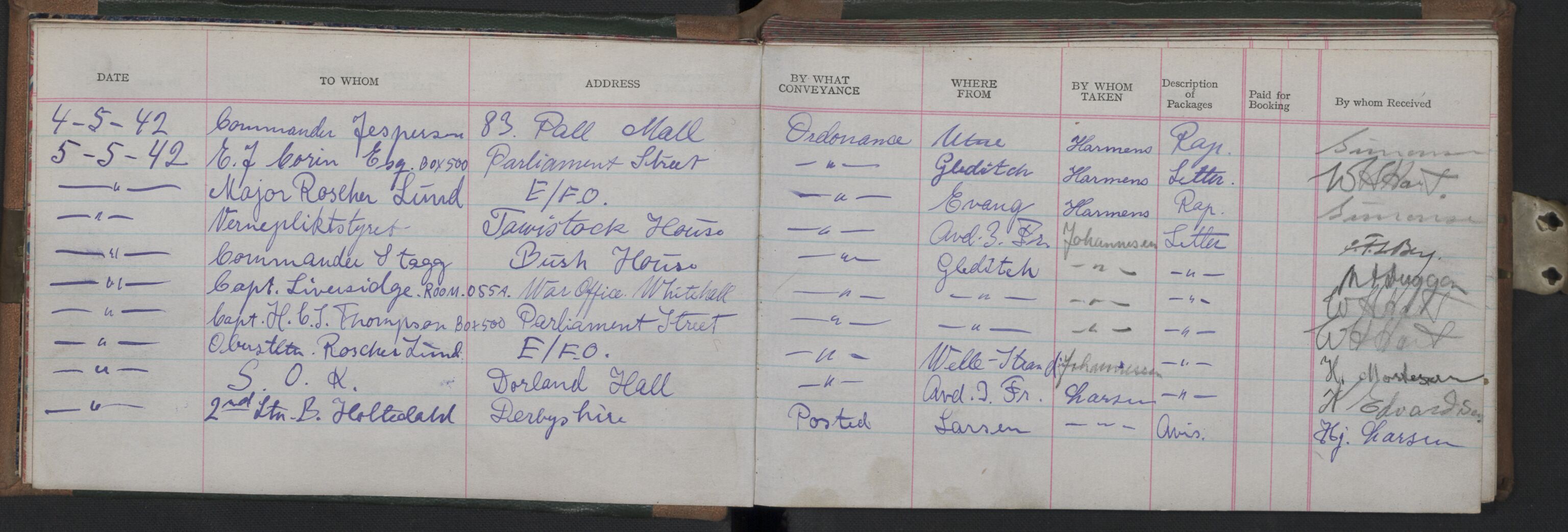 Forsvarets Overkommando. 2. kontor. Arkiv 8.3 (FO.II/8.3). Korrespondanse FD/E og FO.II, AV/RA-RAFA-7141/Dac/Dacb/L0005: Utgående postjournaler, 1942-1944, p. 18