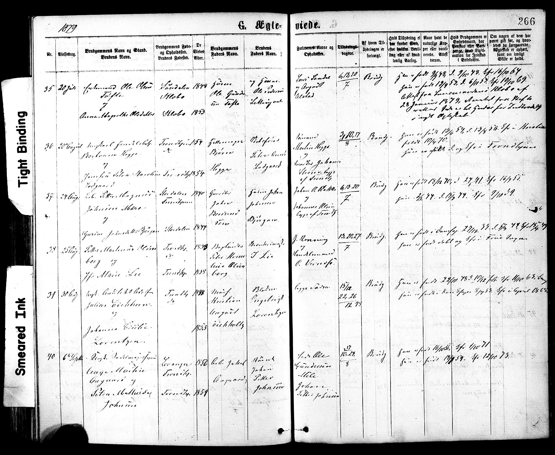 Ministerialprotokoller, klokkerbøker og fødselsregistre - Sør-Trøndelag, SAT/A-1456/602/L0118: Parish register (official) no. 602A16, 1873-1879, p. 266
