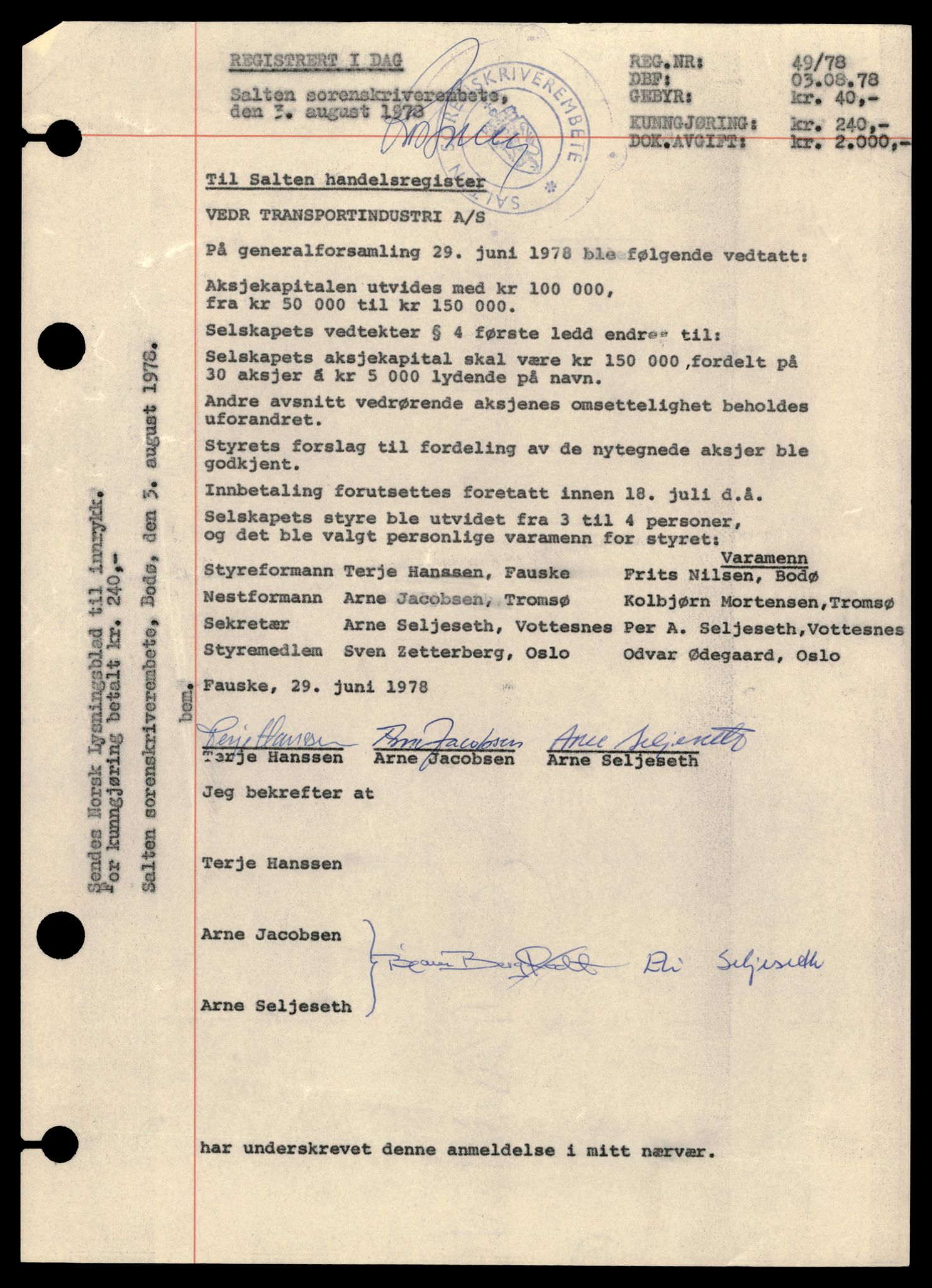 Salten sorenskriveri, AV/SAT-A-4578/4/J/Jd/Jda/L0031: Bilag. Enkeltmannsforetak, personlig firma og andelslag Tr - Ve, 1953-1988, p. 3