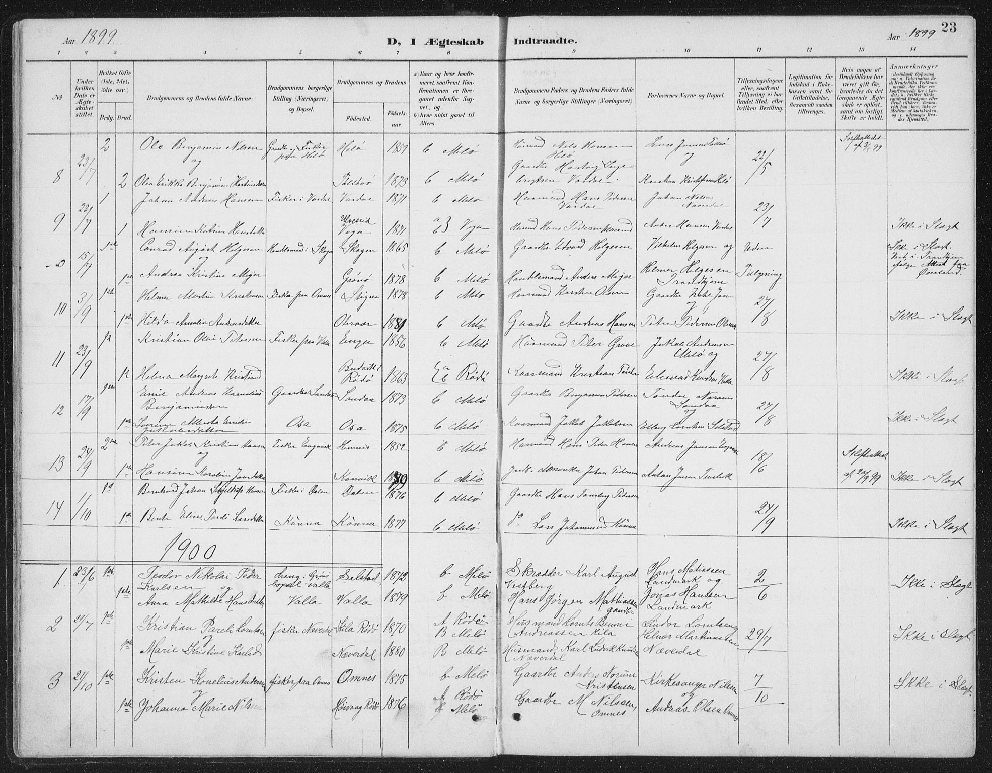 Ministerialprotokoller, klokkerbøker og fødselsregistre - Nordland, SAT/A-1459/843/L0638: Parish register (copy) no. 843C07, 1888-1907, p. 23