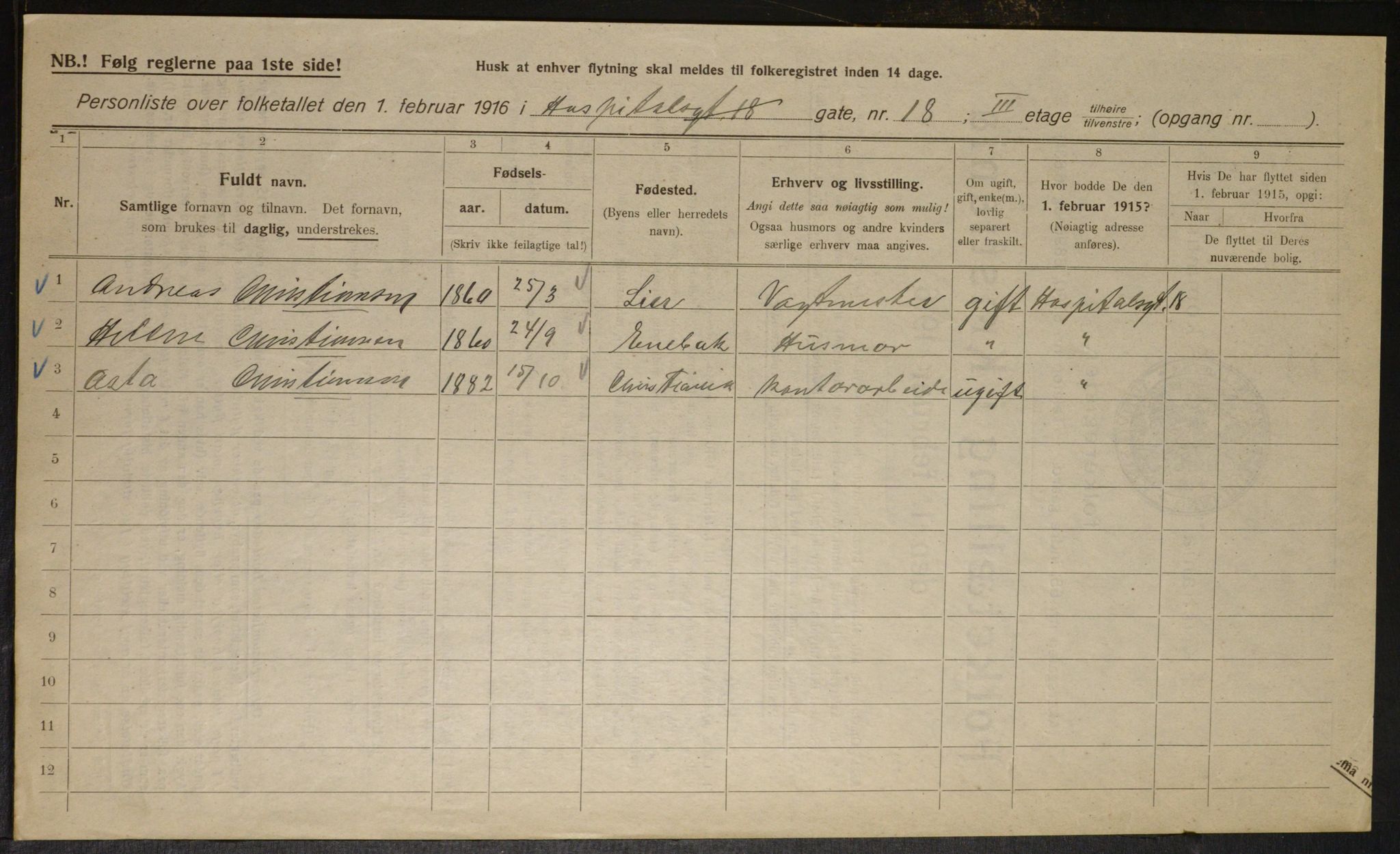 OBA, Municipal Census 1916 for Kristiania, 1916, p. 42193