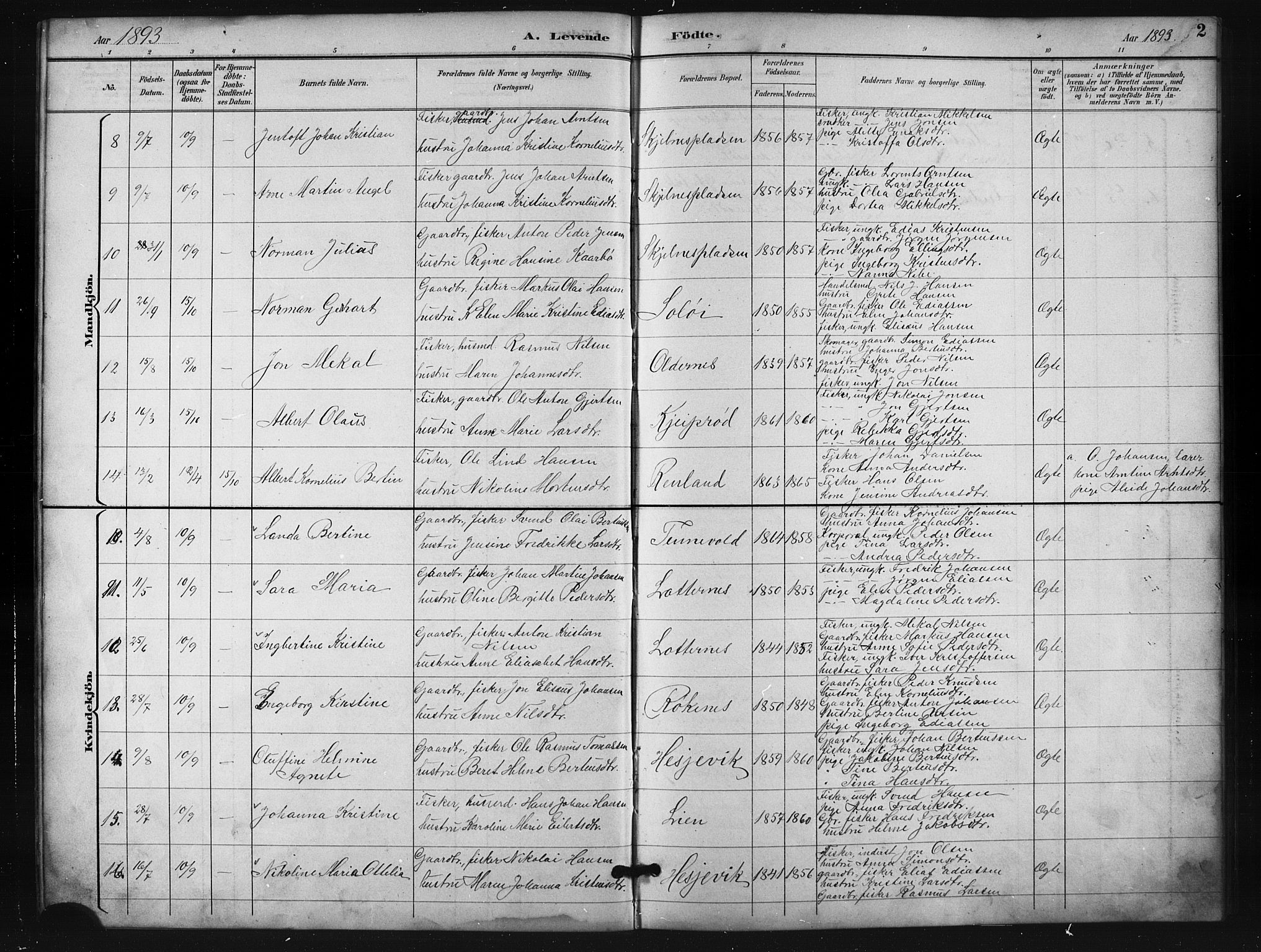 Salangen sokneprestembete, SATØ/S-1324/H/Ha/L0001klokker: Parish register (copy) no. 1, 1893-1910, p. 2