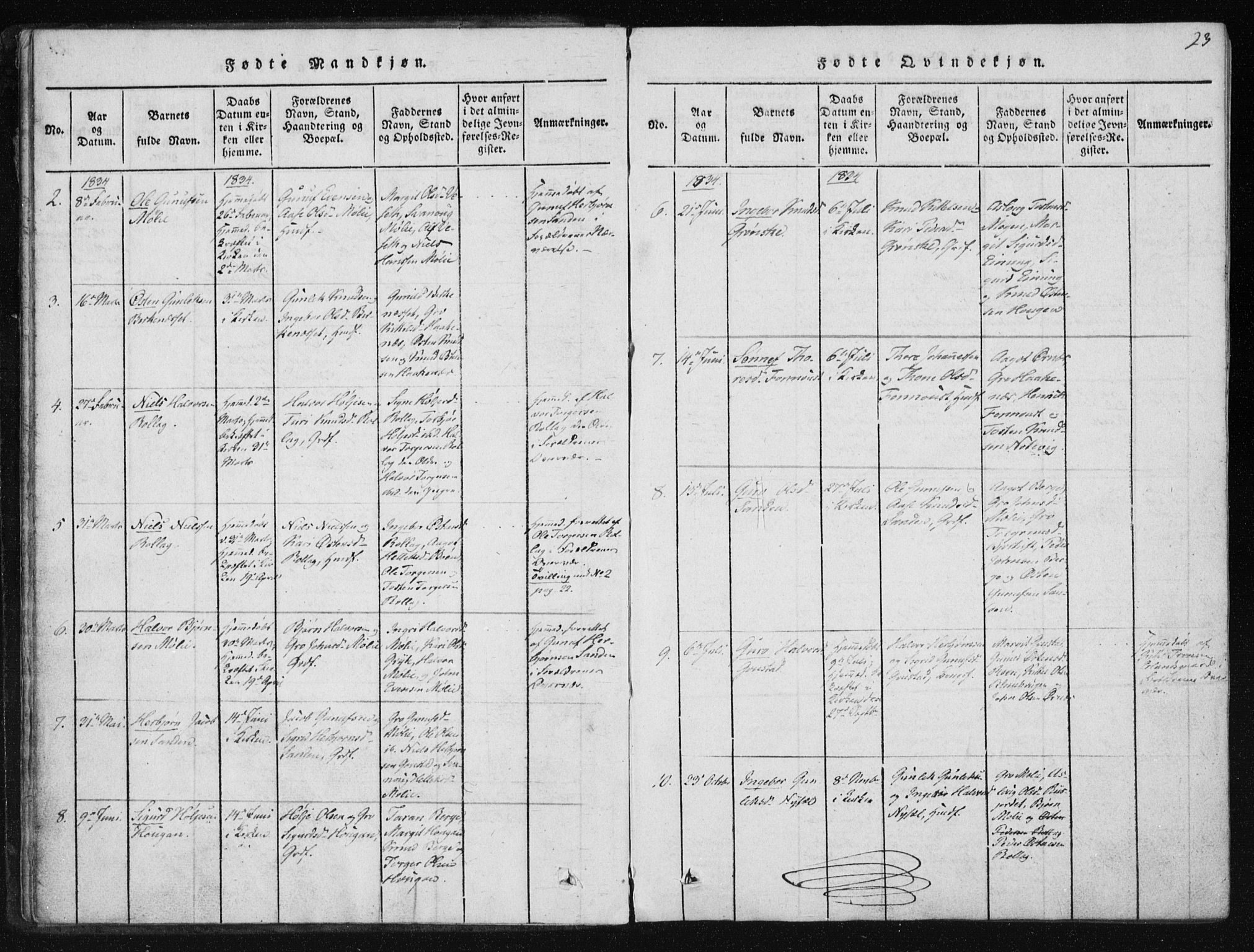 Tinn kirkebøker, SAKO/A-308/F/Fb/L0001: Parish register (official) no. II 1, 1815-1843, p. 23