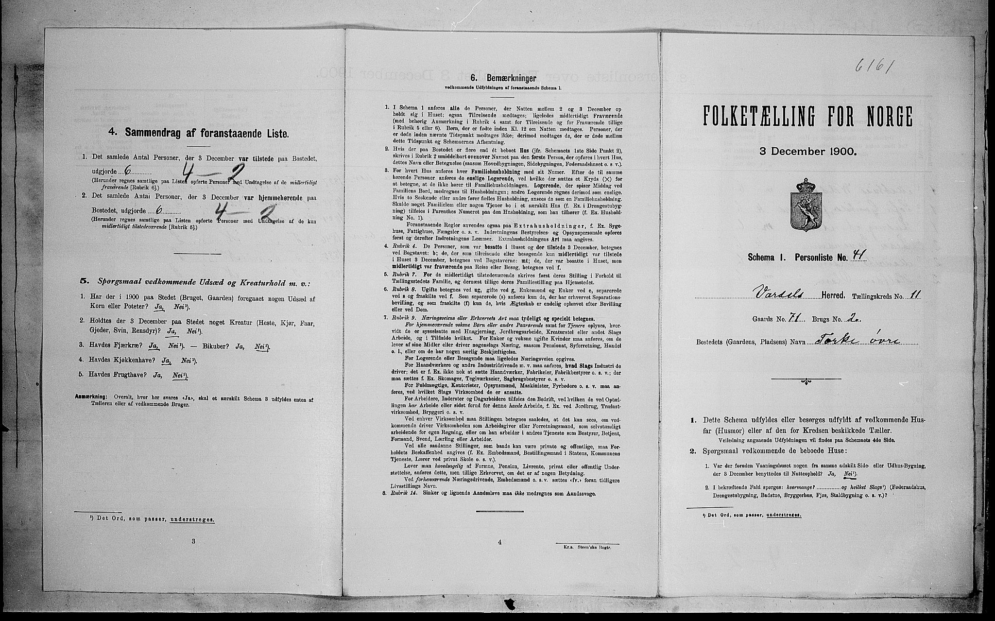 SAH, 1900 census for Vardal, 1900, p. 1173