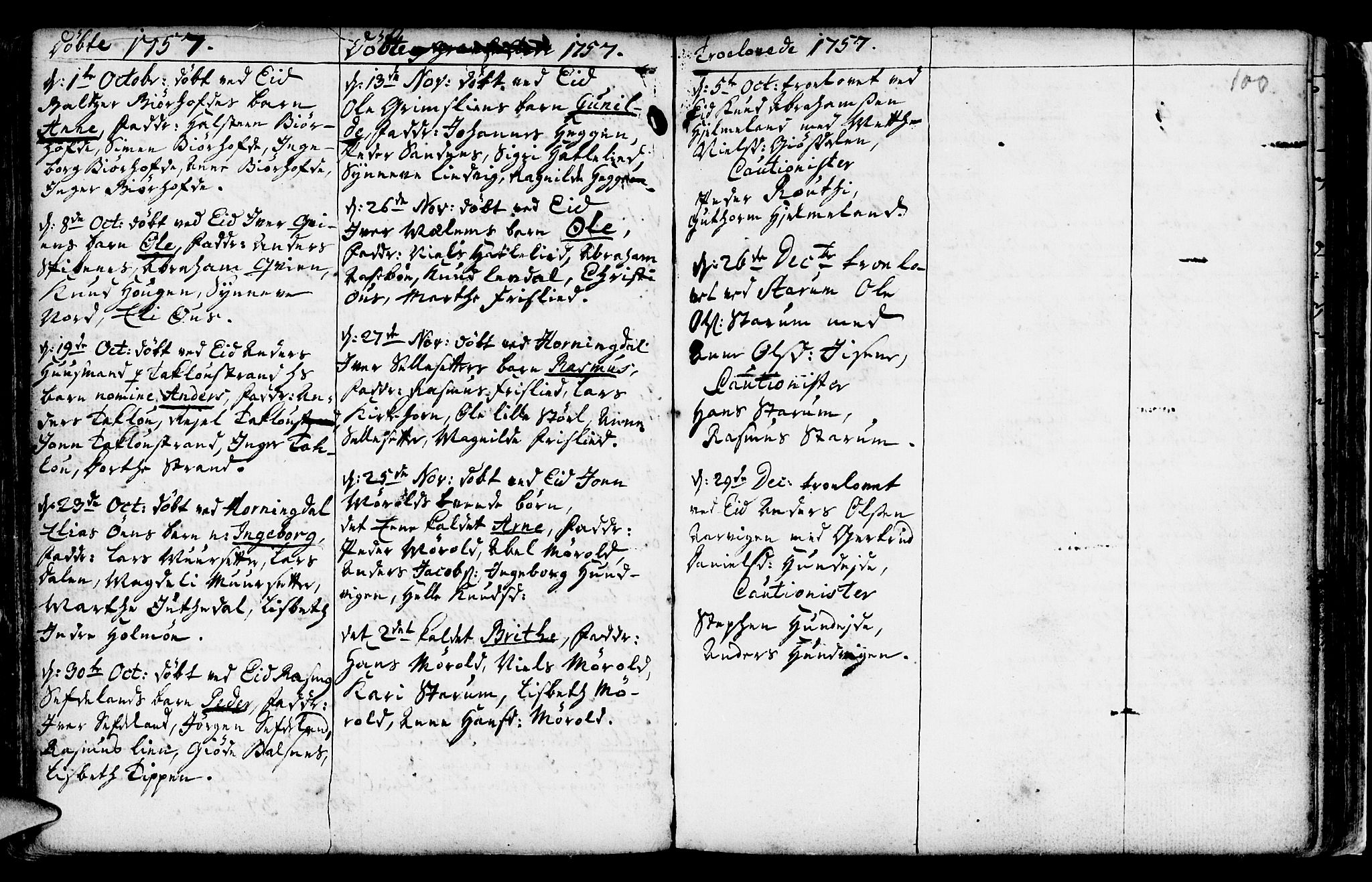 Eid sokneprestembete, AV/SAB-A-82301/H/Haa/Haaa/L0002: Parish register (official) no. A 2, 1741-1769, p. 100