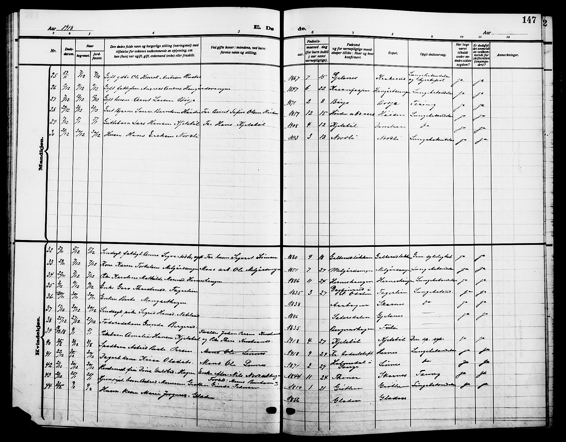 Sør-Odal prestekontor, AV/SAH-PREST-030/H/Ha/Hab/L0008: Parish register (copy) no. 8, 1913-1923, p. 147