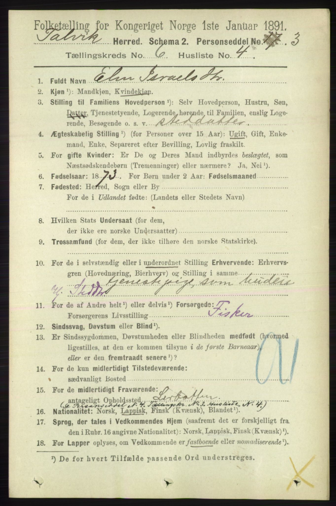 RA, 1891 census for 2013 Talvik, 1891, p. 1631