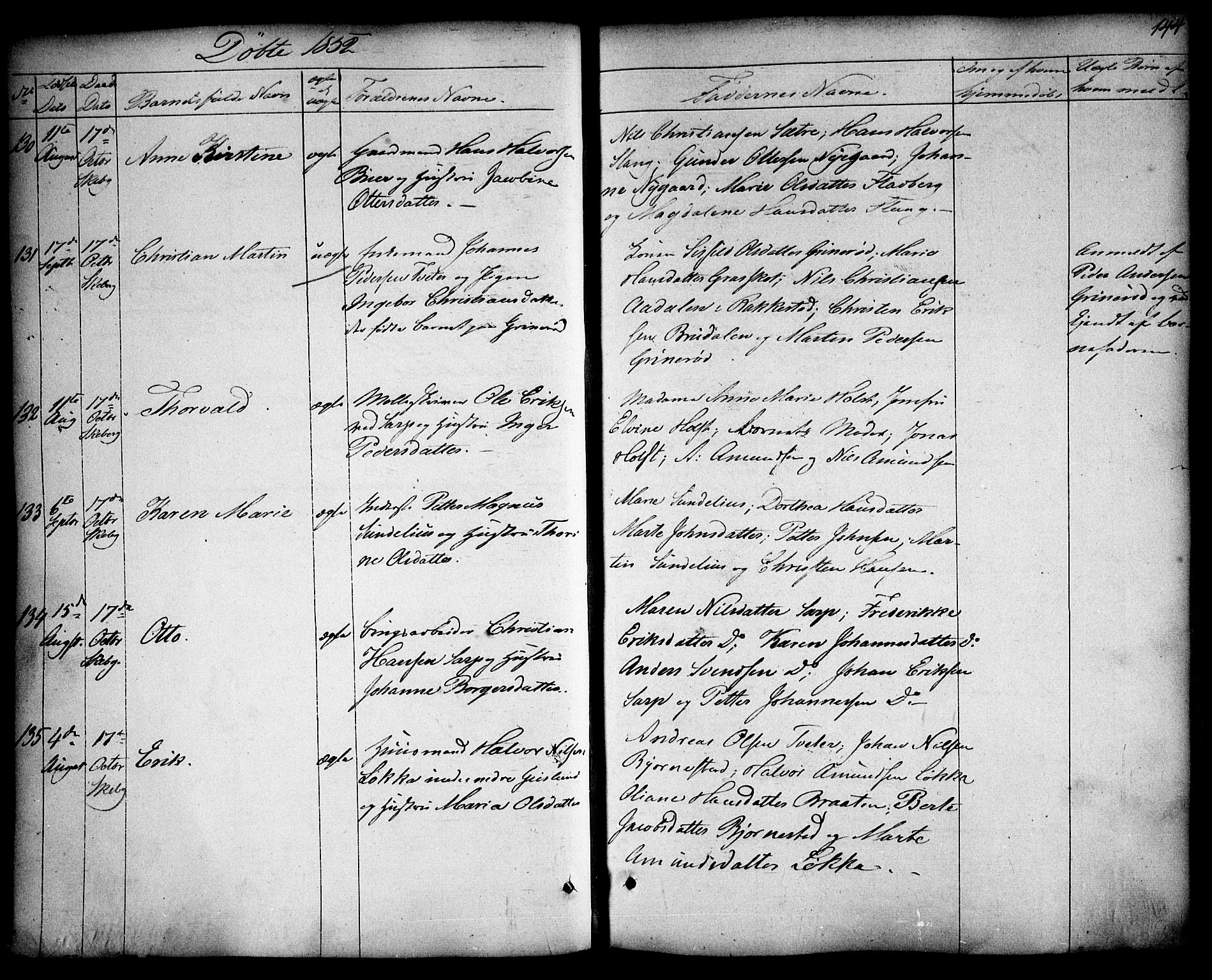 Skjeberg prestekontor Kirkebøker, AV/SAO-A-10923/F/Fa/L0006: Parish register (official) no. I 6, 1846-1858, p. 144