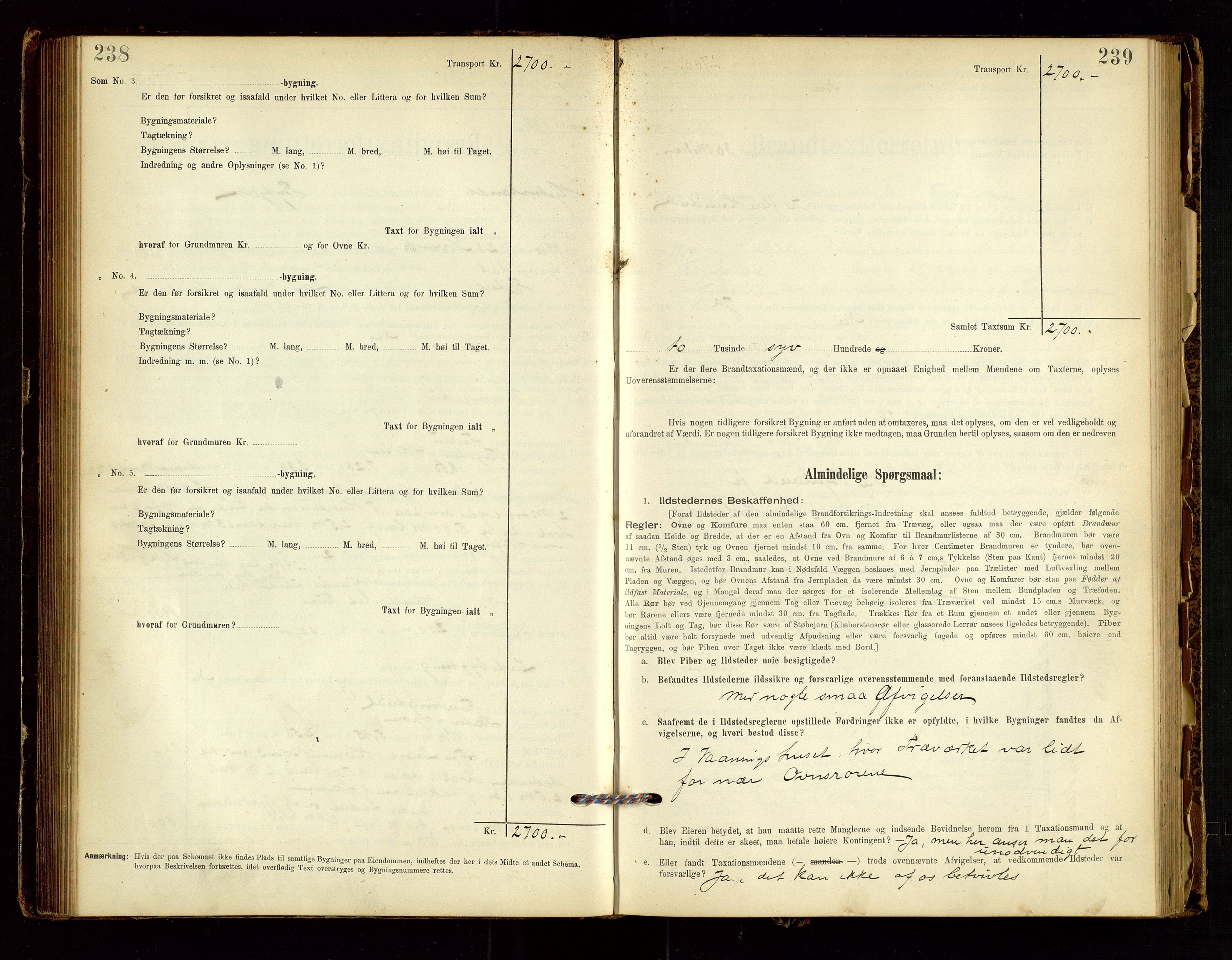 Hjelmeland lensmannskontor, AV/SAST-A-100439/Gob/L0001: "Brandtaxationsprotokol", 1895-1932, p. 238-239