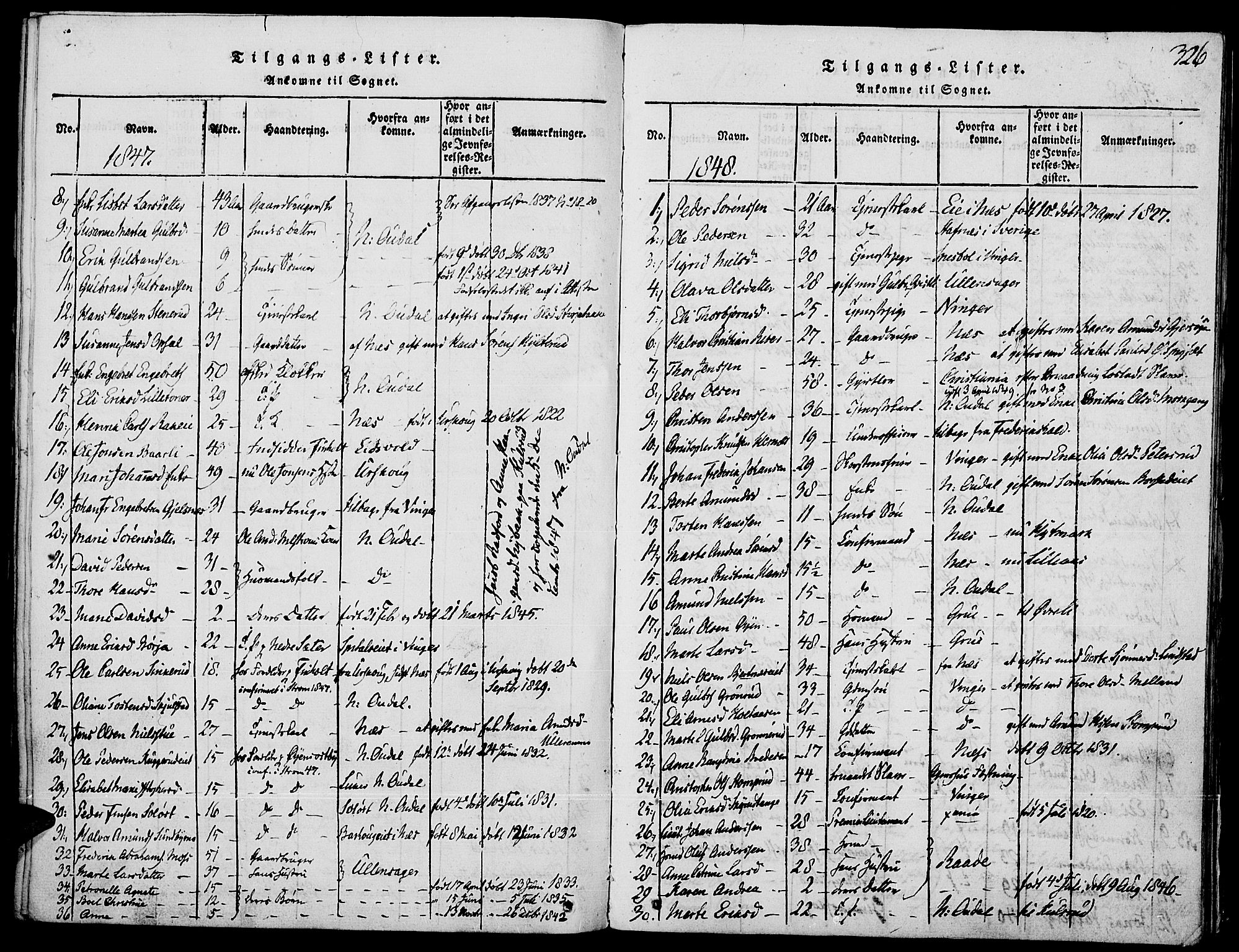 Strøm-Odalen prestekontor, AV/SAH-PREST-028/H/Ha/Haa/L0006: Parish register (official) no. 6, 1814-1850, p. 326